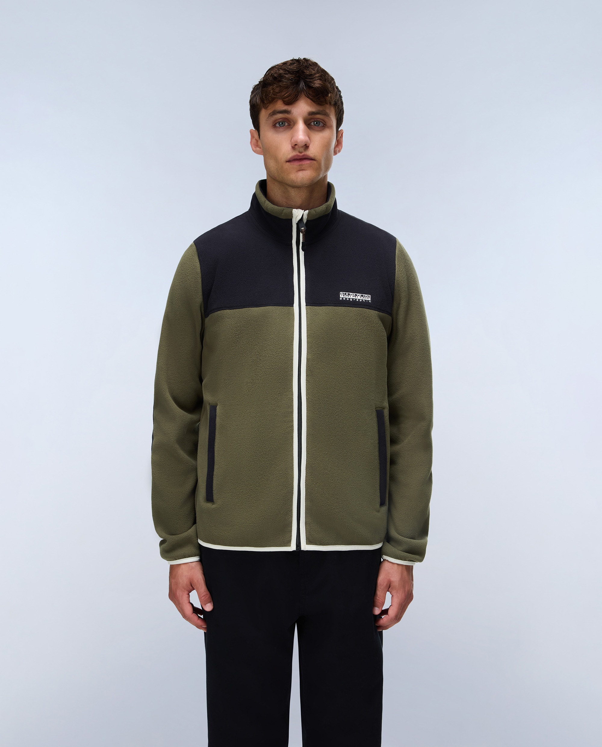 Imagen 0 de Sudadera de hombre dergana fz de cuello alto y cremallera Verde Oliva