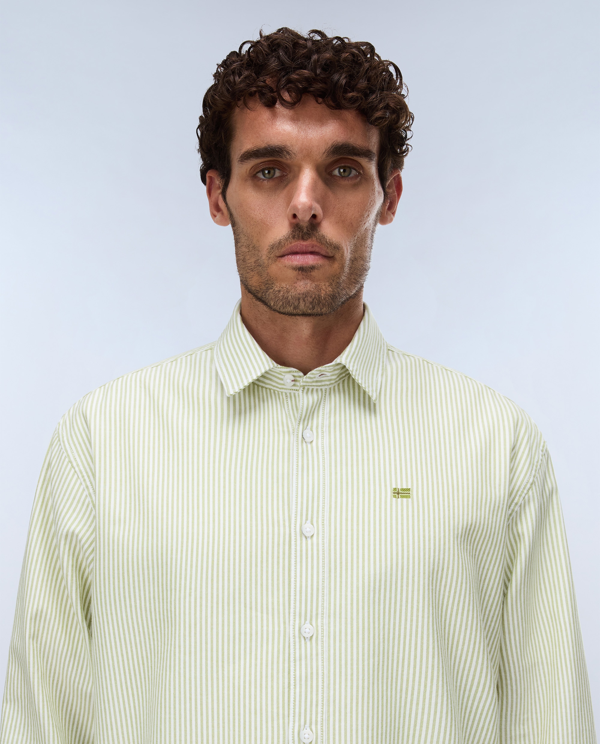 Camisa oxford de algodón de hombre terra de manga larga - Napapijri - Verde Agua Verde Agua-2