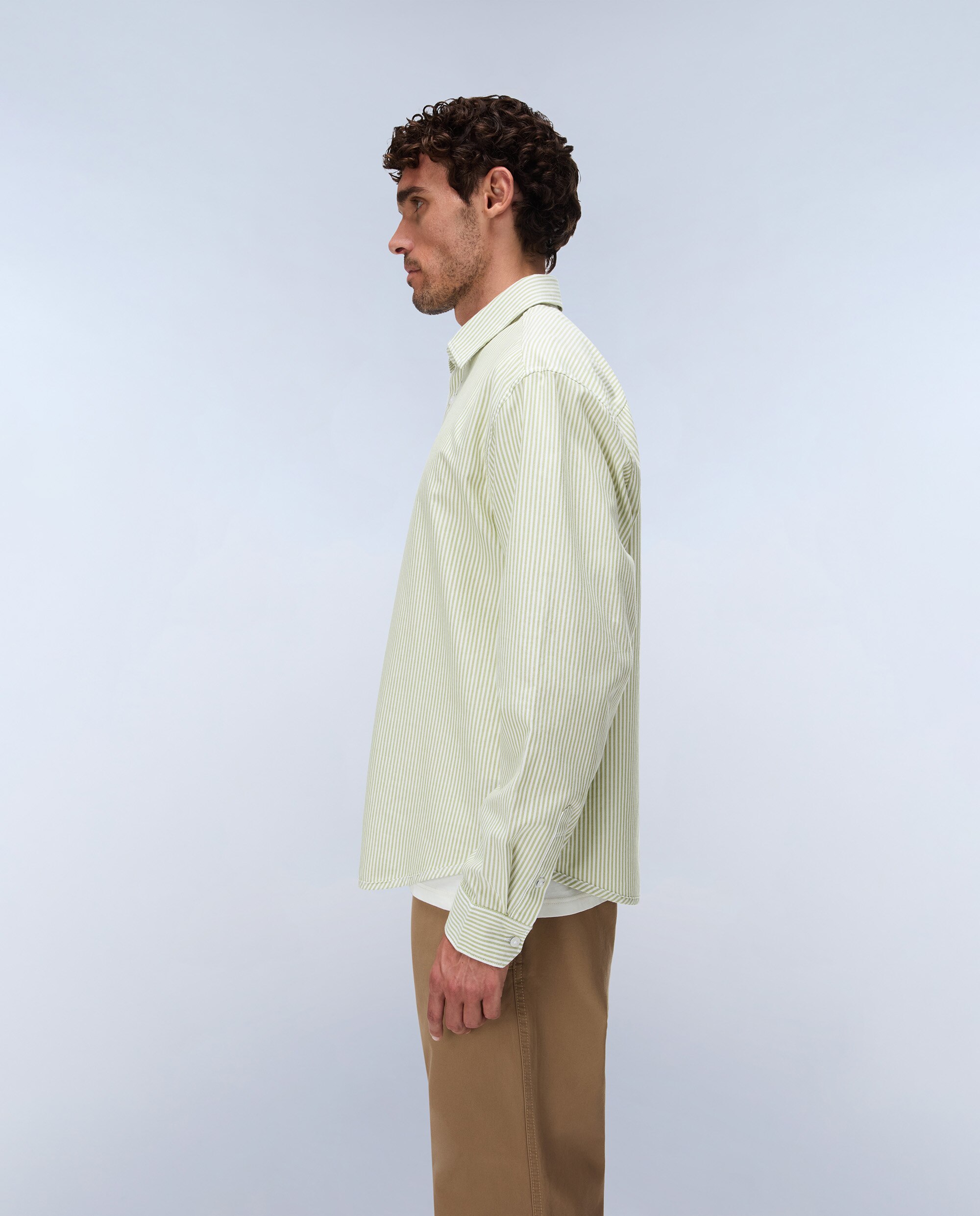 Camisa oxford de algodón de hombre terra de manga larga - Napapijri - Verde Agua Verde Agua-3