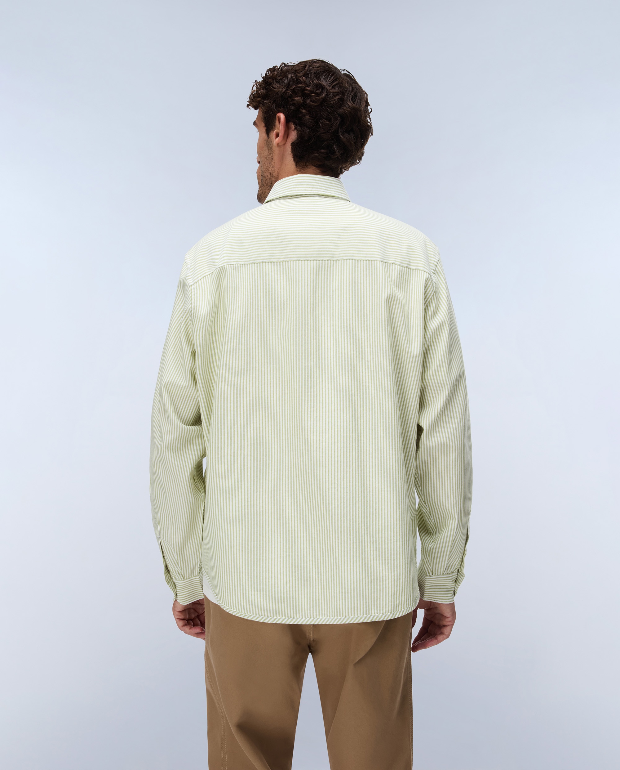Camisa oxford de algodón de hombre terra de manga larga - Napapijri - Verde Agua Verde Agua-4