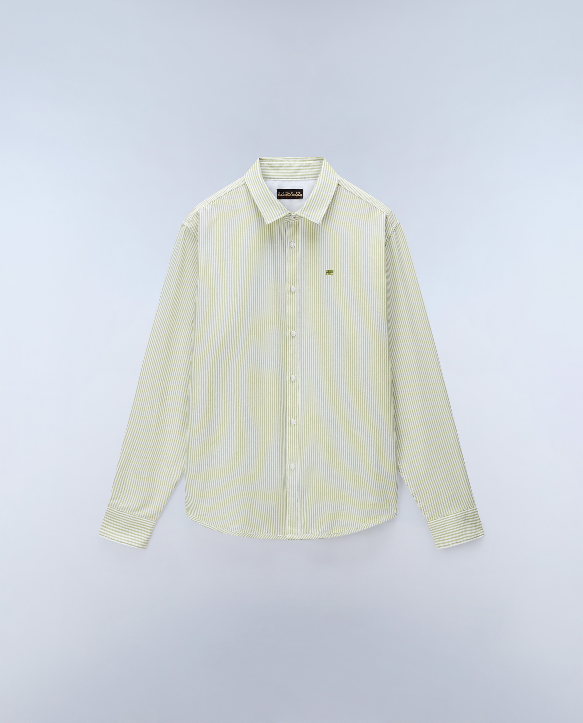 Camisa oxford de algodón de hombre terra de manga larga - Napapijri - Verde Agua Verde Agua-6