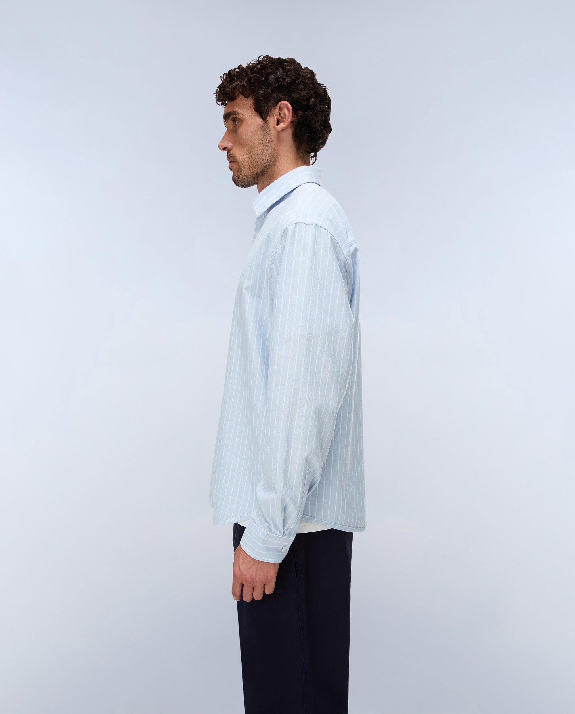 Camisa oxford de algodón de hombre terra de manga larga - Napapijri - Blanco / Azul Blanco / Azul-3