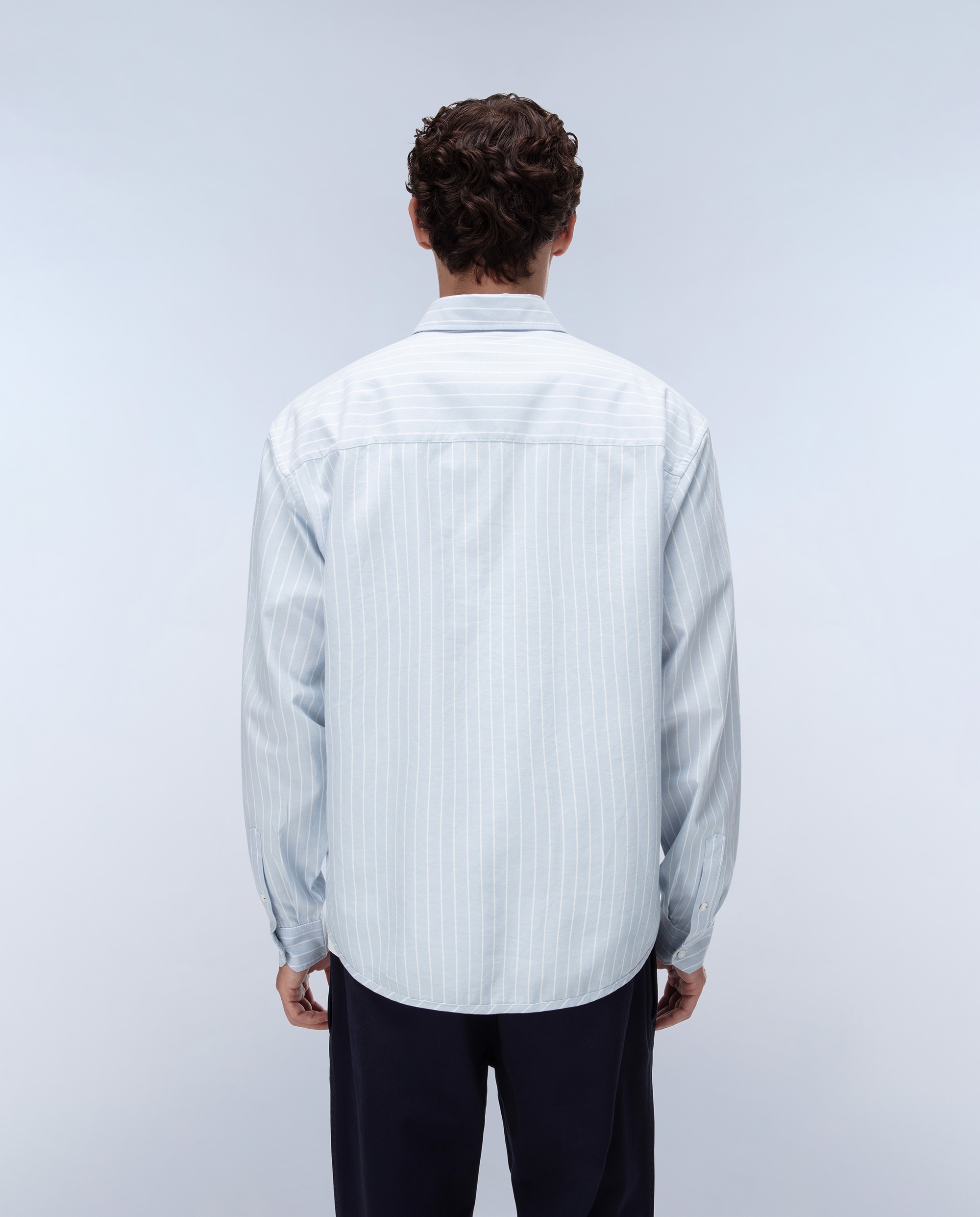 Camisa oxford de algodón de hombre terra de manga larga - Napapijri - Blanco / Azul Blanco / Azul-4