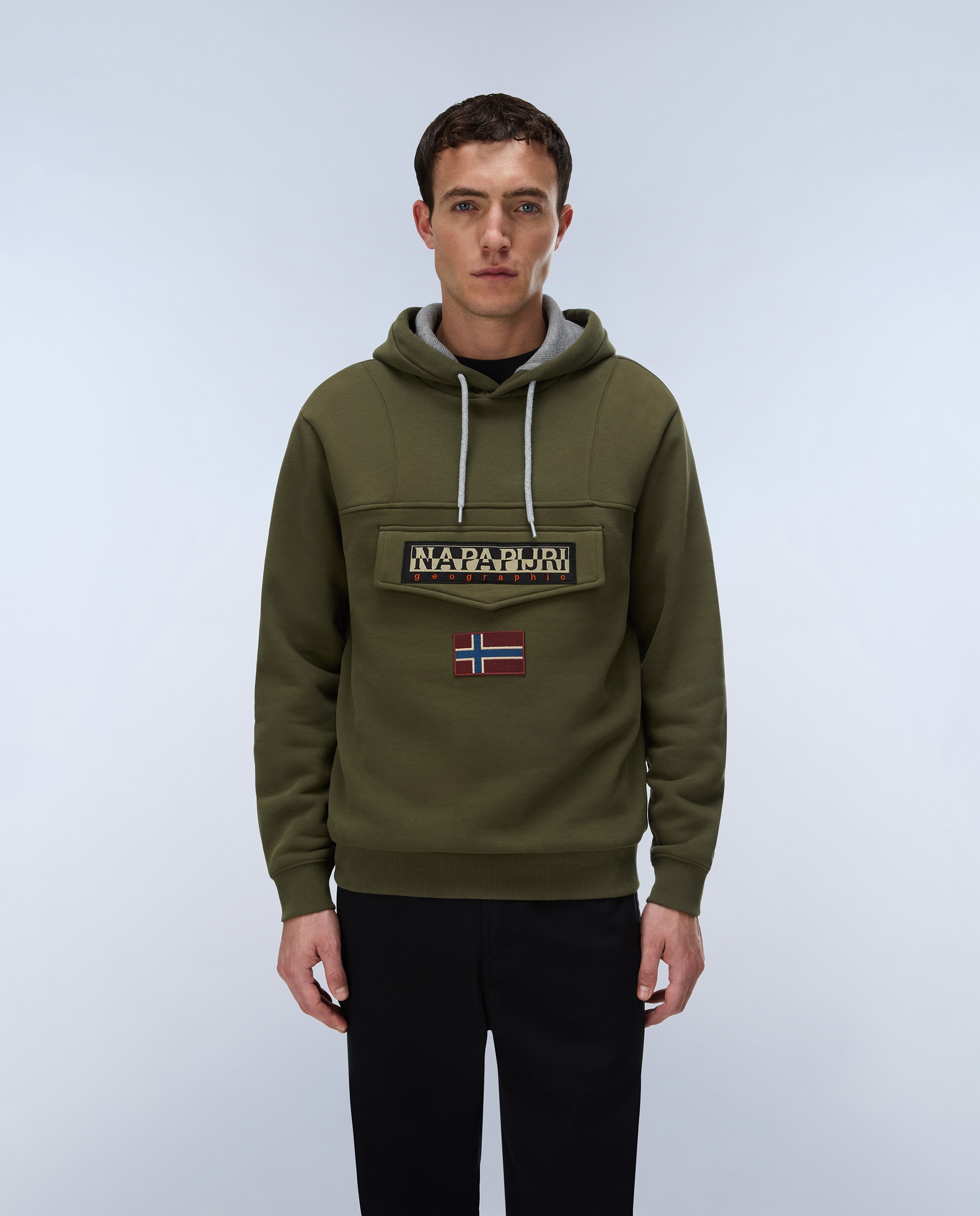 Imagen 1 de Sudadera afelpada de hombre burgee wint con capucha - Napapijri - Verde Oliva Verde Oliva