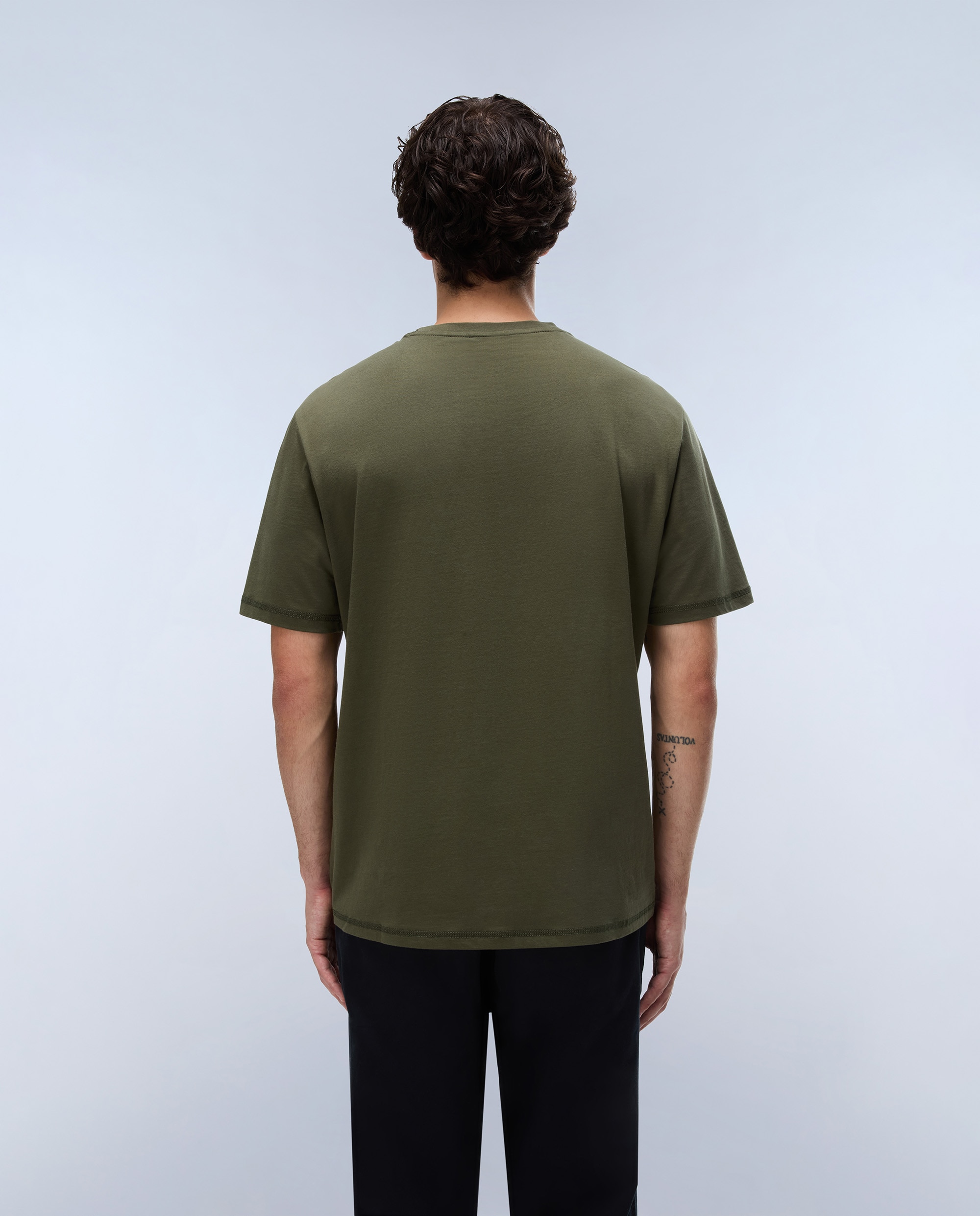 Camiseta de algodón de hombre flag tiki de manga corta - Napapijri - Verde Oliva Verde Oliva-3