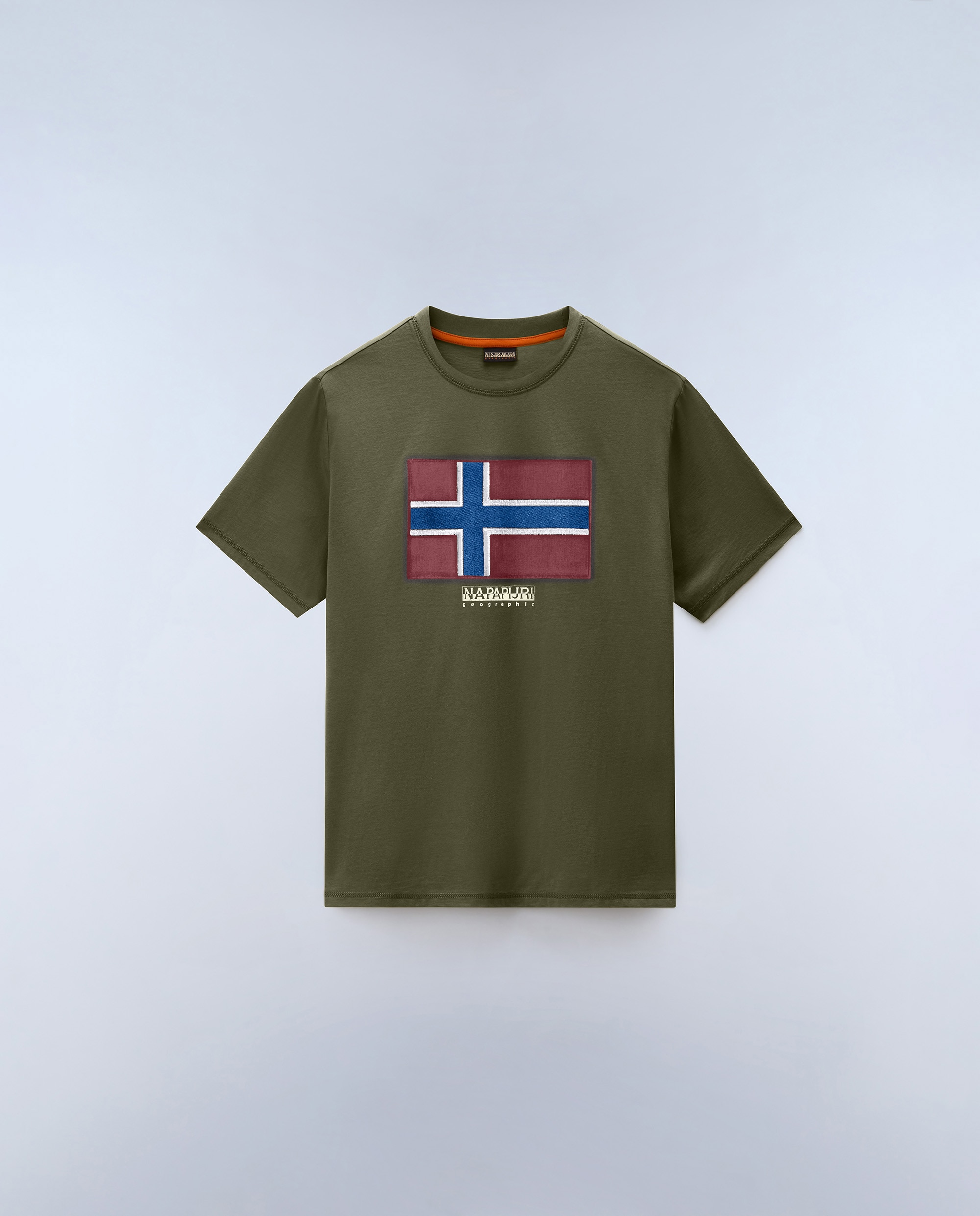Camiseta de algodón de hombre flag tiki de manga corta - Napapijri - Verde Oliva Verde Oliva-5
