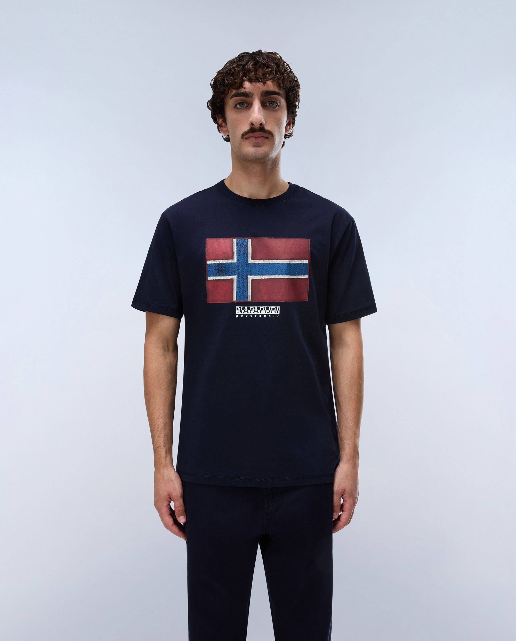 Imagen 0 de Camiseta de algodón de hombre flag tiki de manga corta Azul marino