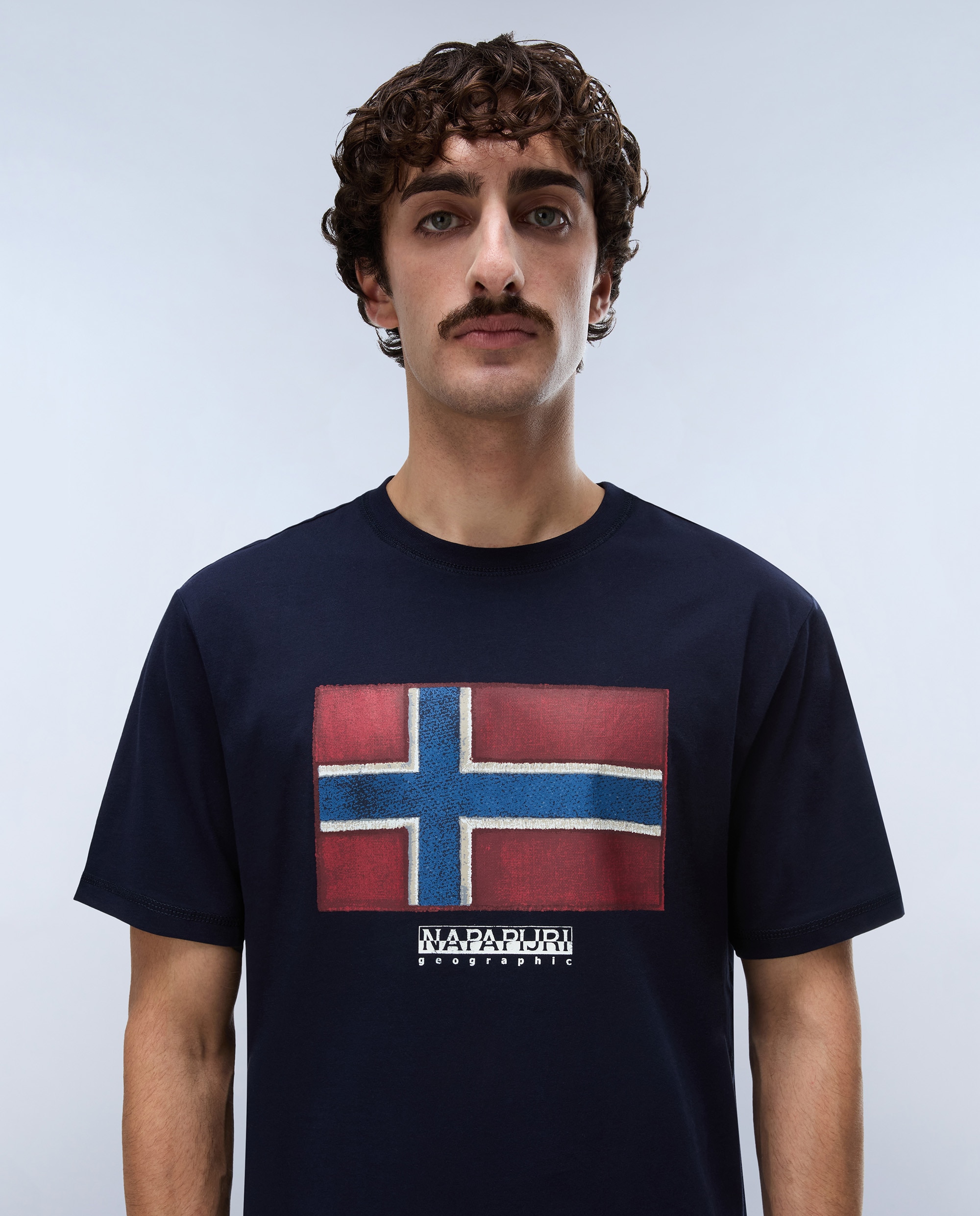 Camiseta de algodón de hombre flag tiki de manga corta - Napapijri - Azul marino Azul marino-2