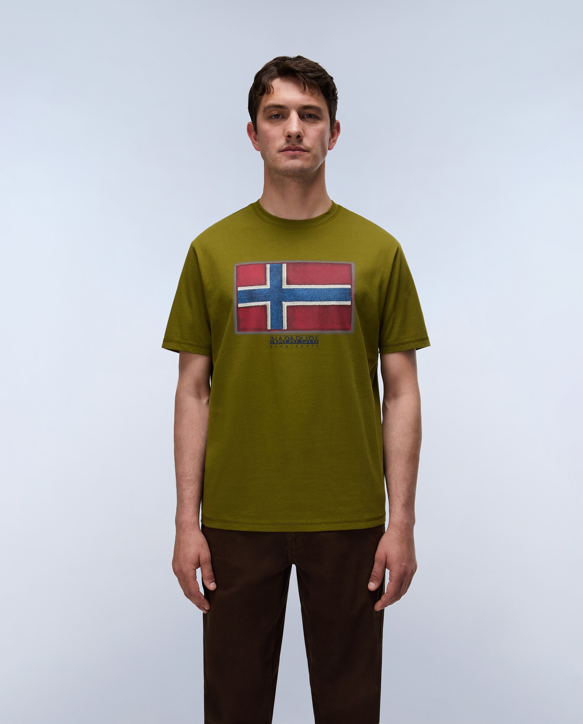 Camiseta de algodón de hombre flag tiki de manga corta - Napapijri - Verde claro / Pistacho Verde claro / Pistacho-1