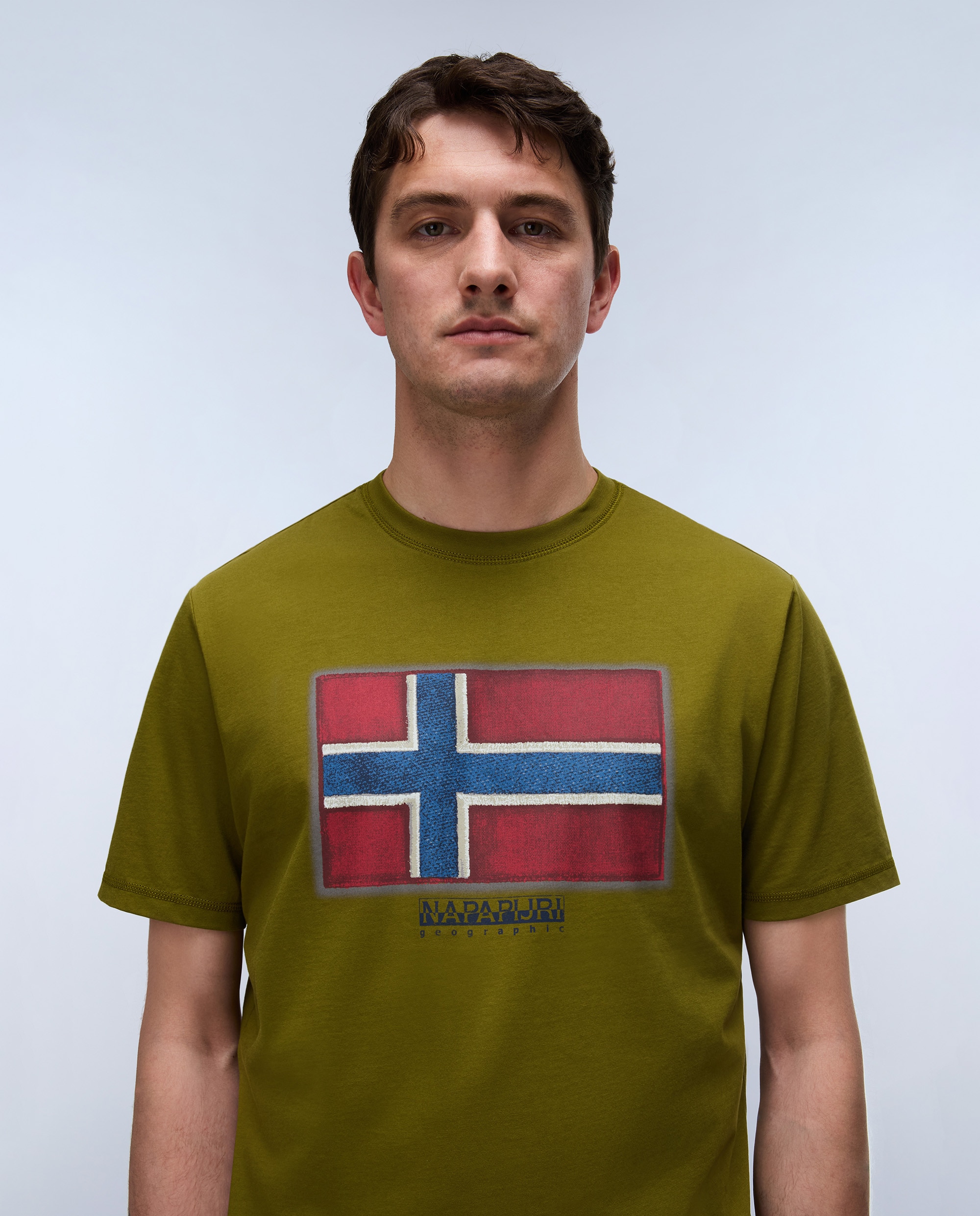 Camiseta de algodón de hombre flag tiki de manga corta - Napapijri - Verde claro / Pistacho Verde claro / Pistacho-2