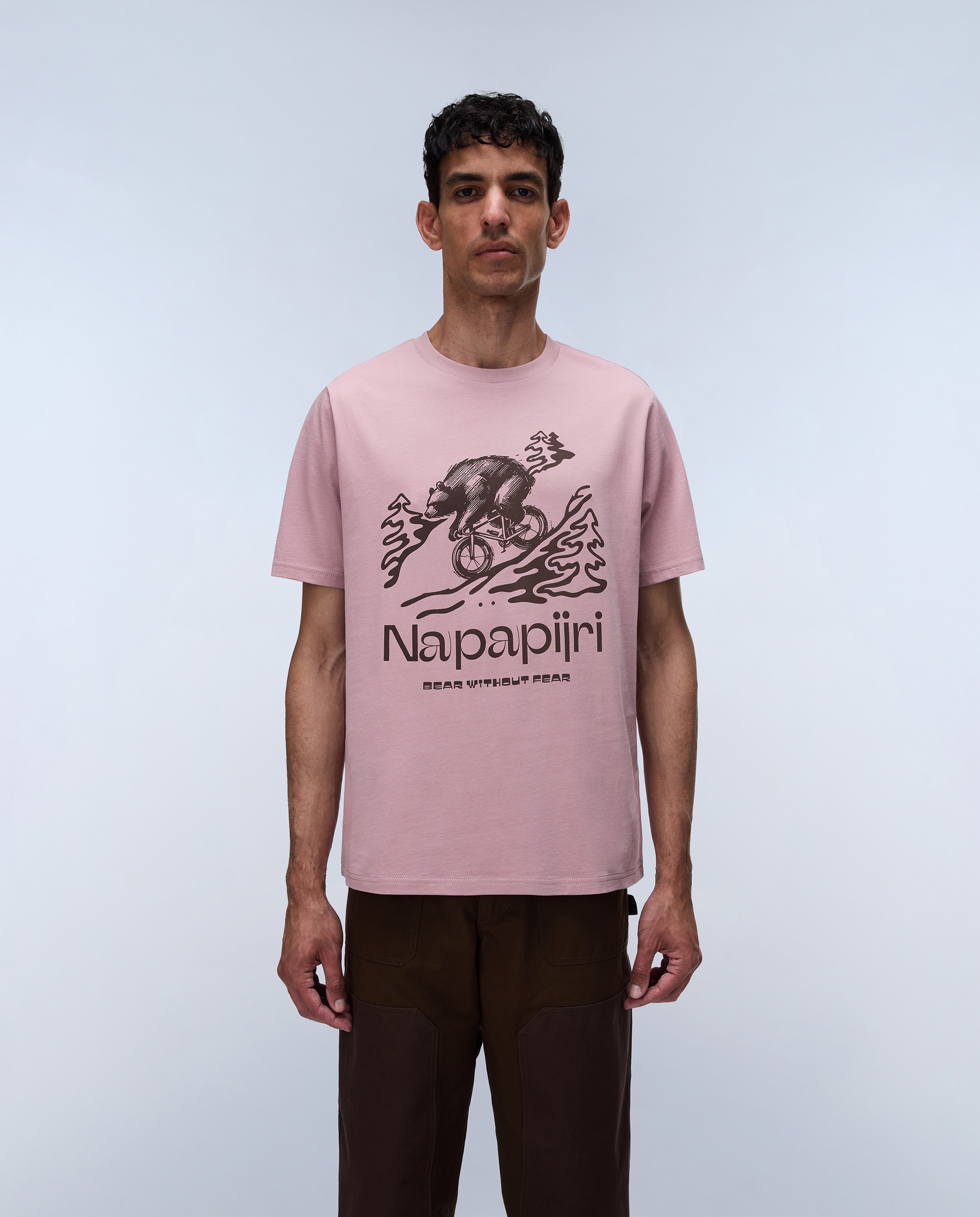 Camiseta de algodón de hombre cabin de manga corta - Napapijri - Rosa Rosa-1