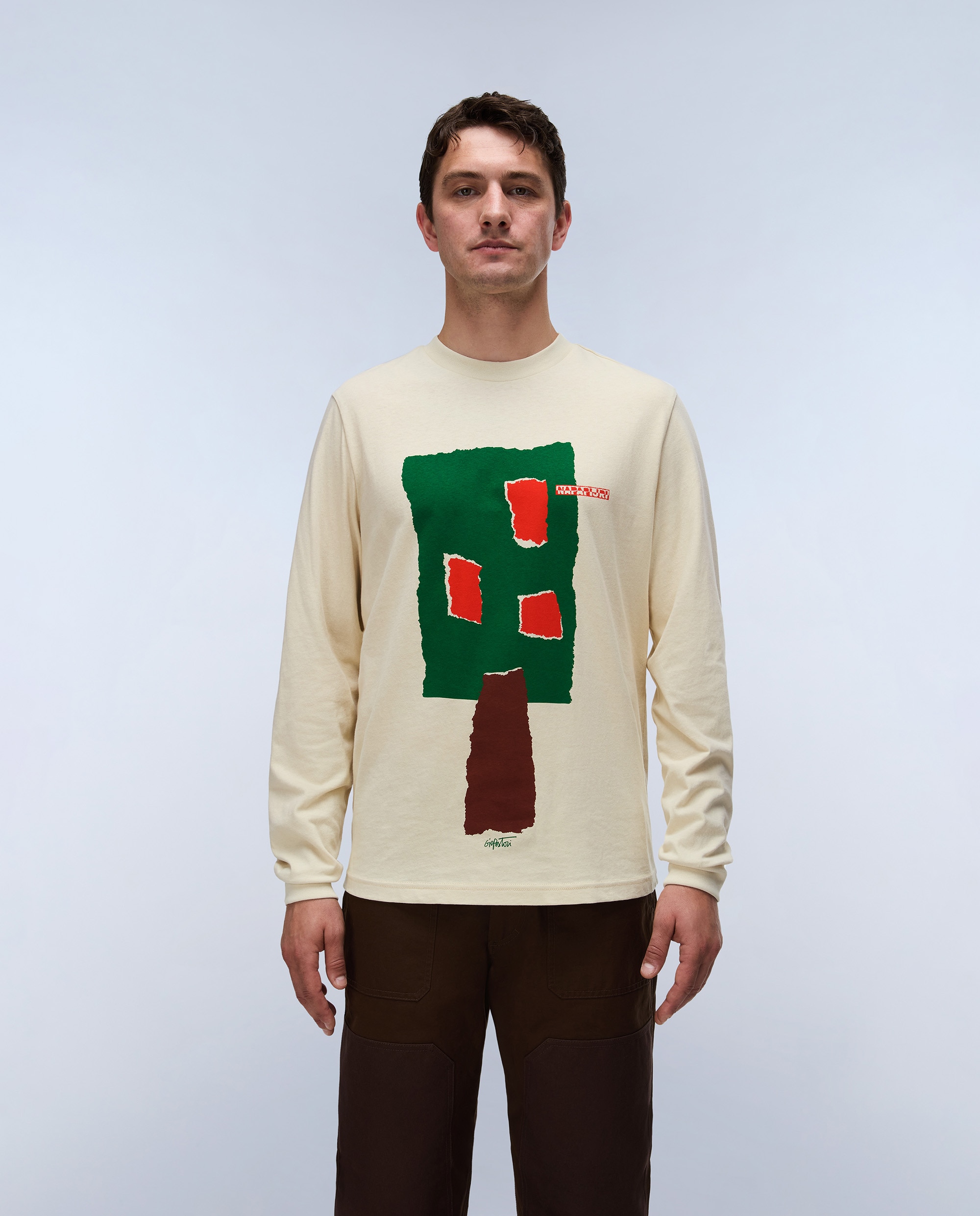 Camiseta de hombre tee de manga larga - Napapijri - Beige Beige-1