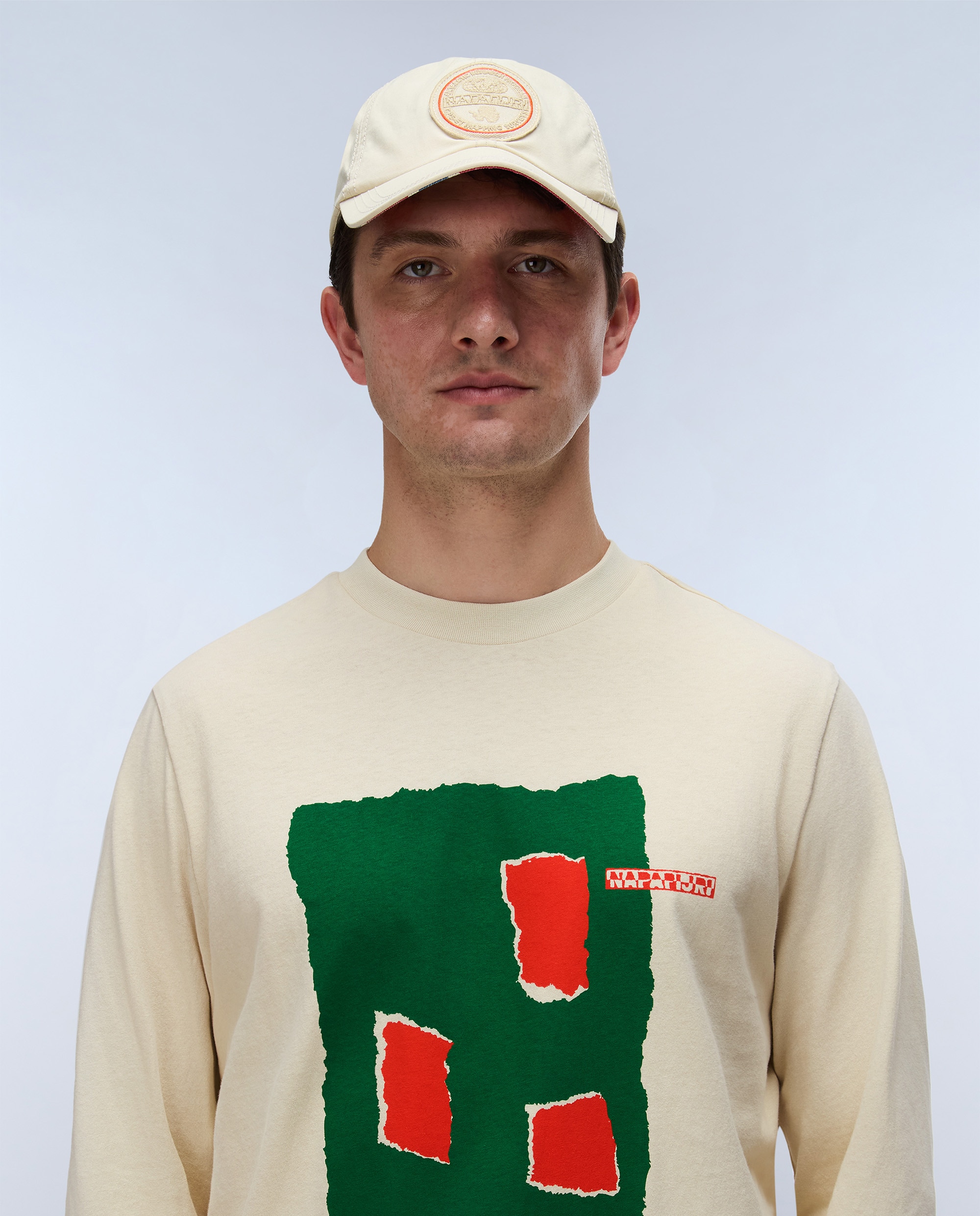 Camiseta de hombre tee de manga larga - Napapijri - Beige Beige-2