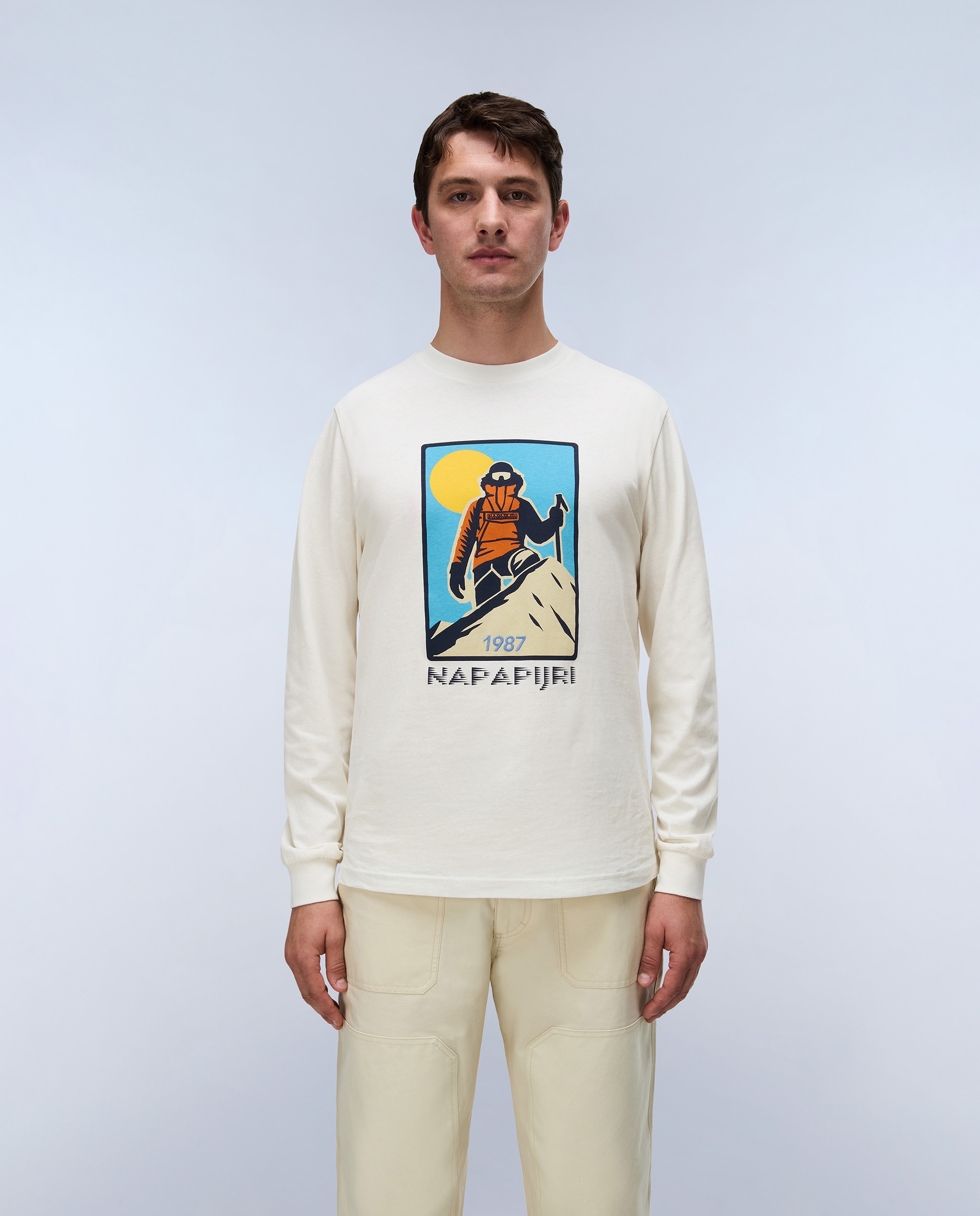 Camiseta de hombre tee de manga larga - Napapijri - Crema Crema-1