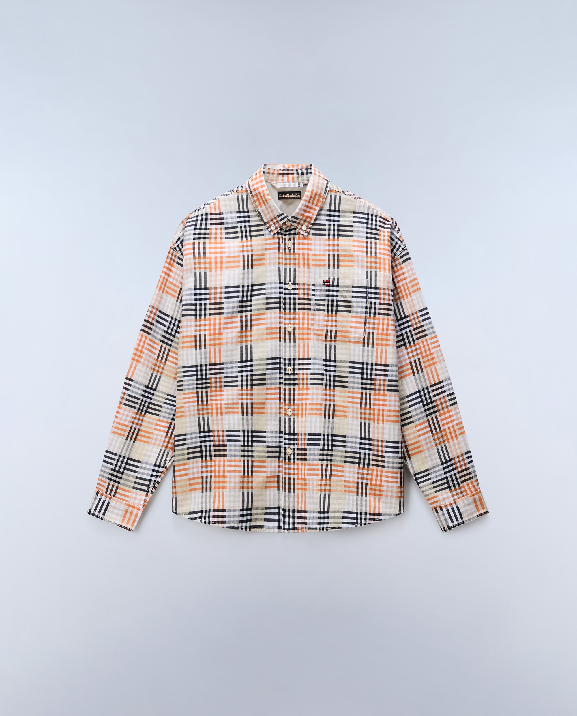Camisa de franela de hombre corte relaxed de cuadros bicolor - Napapijri - Marrón / Naranja Marrón / Naranja-7