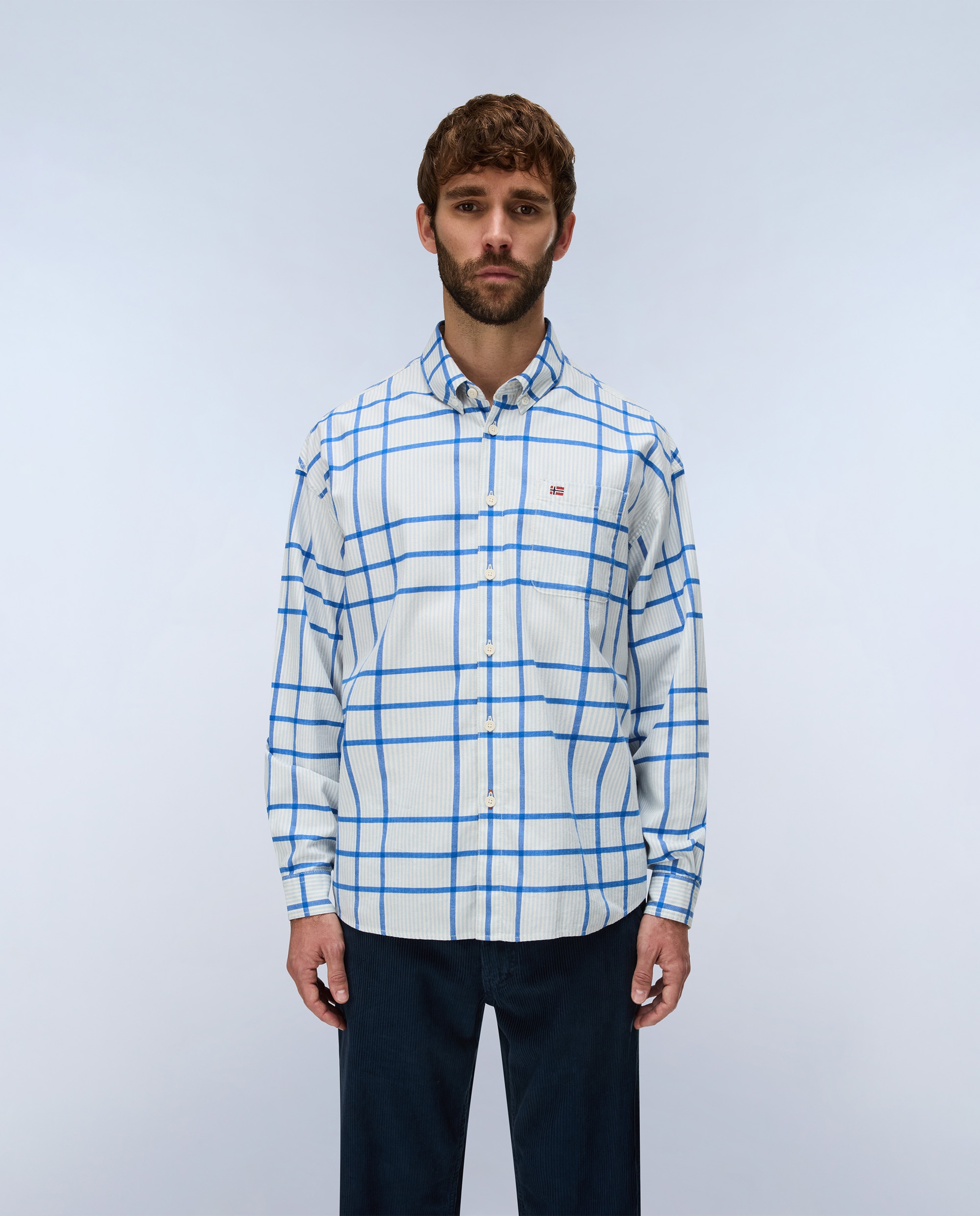 Camisa de franela de hombre corte relaxed de cuadros bicolor - Napapijri - Gris / Amarillo Gris / Amarillo-2
