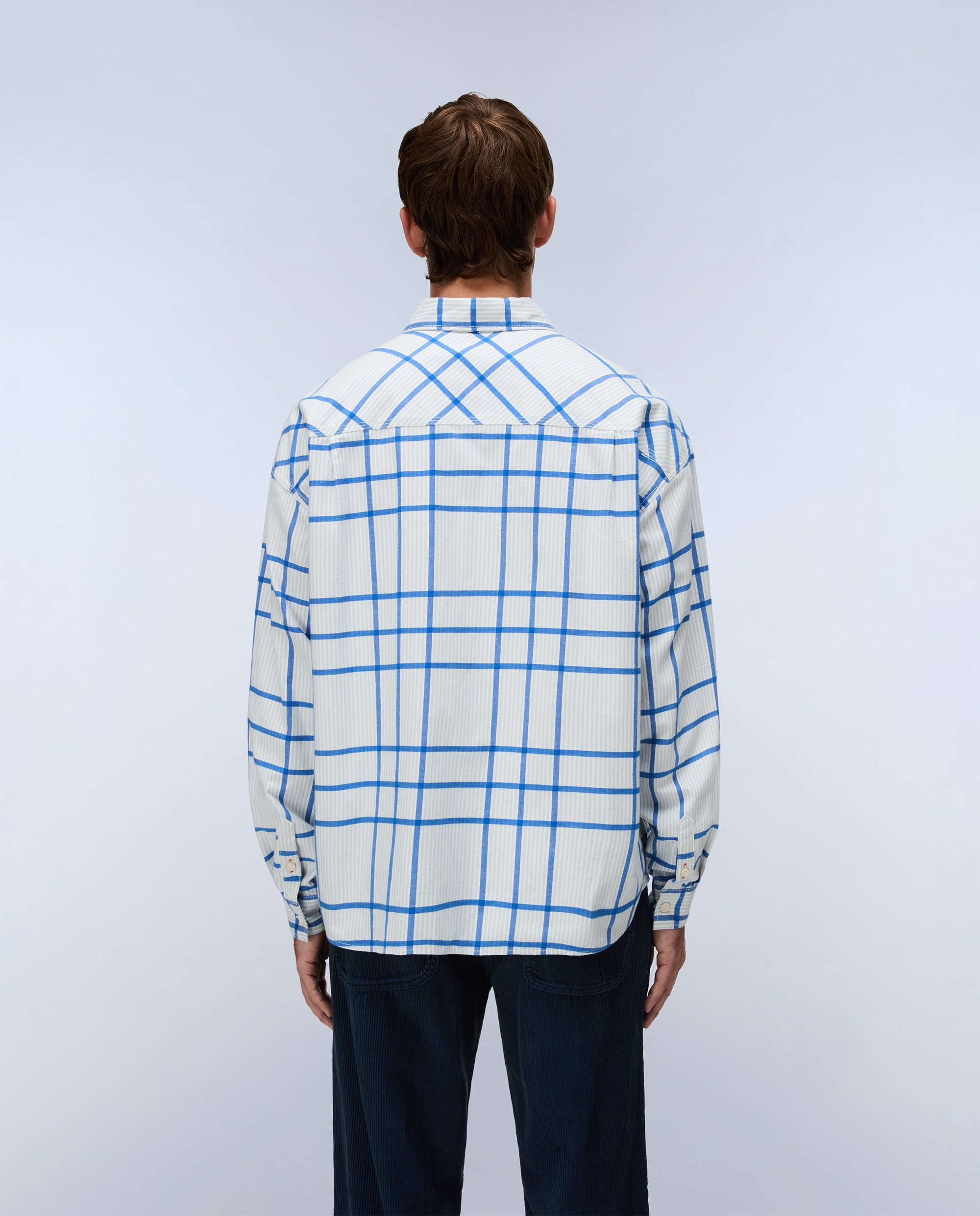 Camisa de franela de hombre corte relaxed de cuadros bicolor - Napapijri - Gris / Amarillo Gris / Amarillo-5