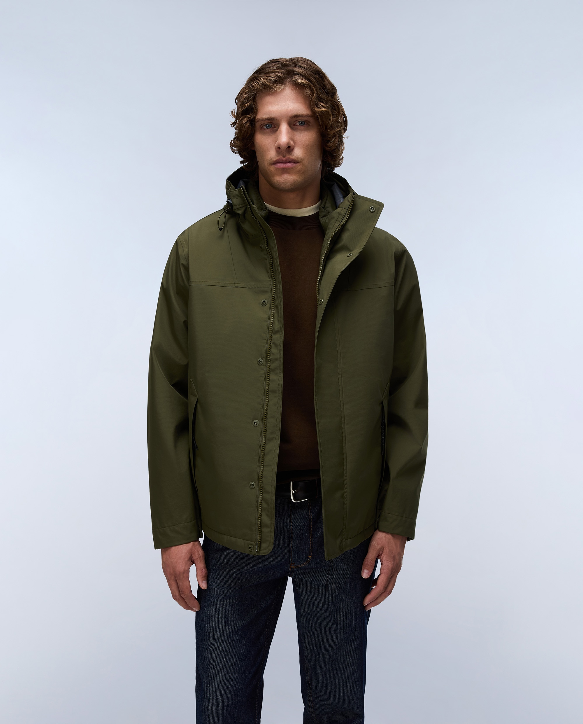 Imagen 3 de Parka de hombre pilloz 3 en 1 impermeable con capucha ajustable - Napapijri - Verde Oliva Verde Oliva