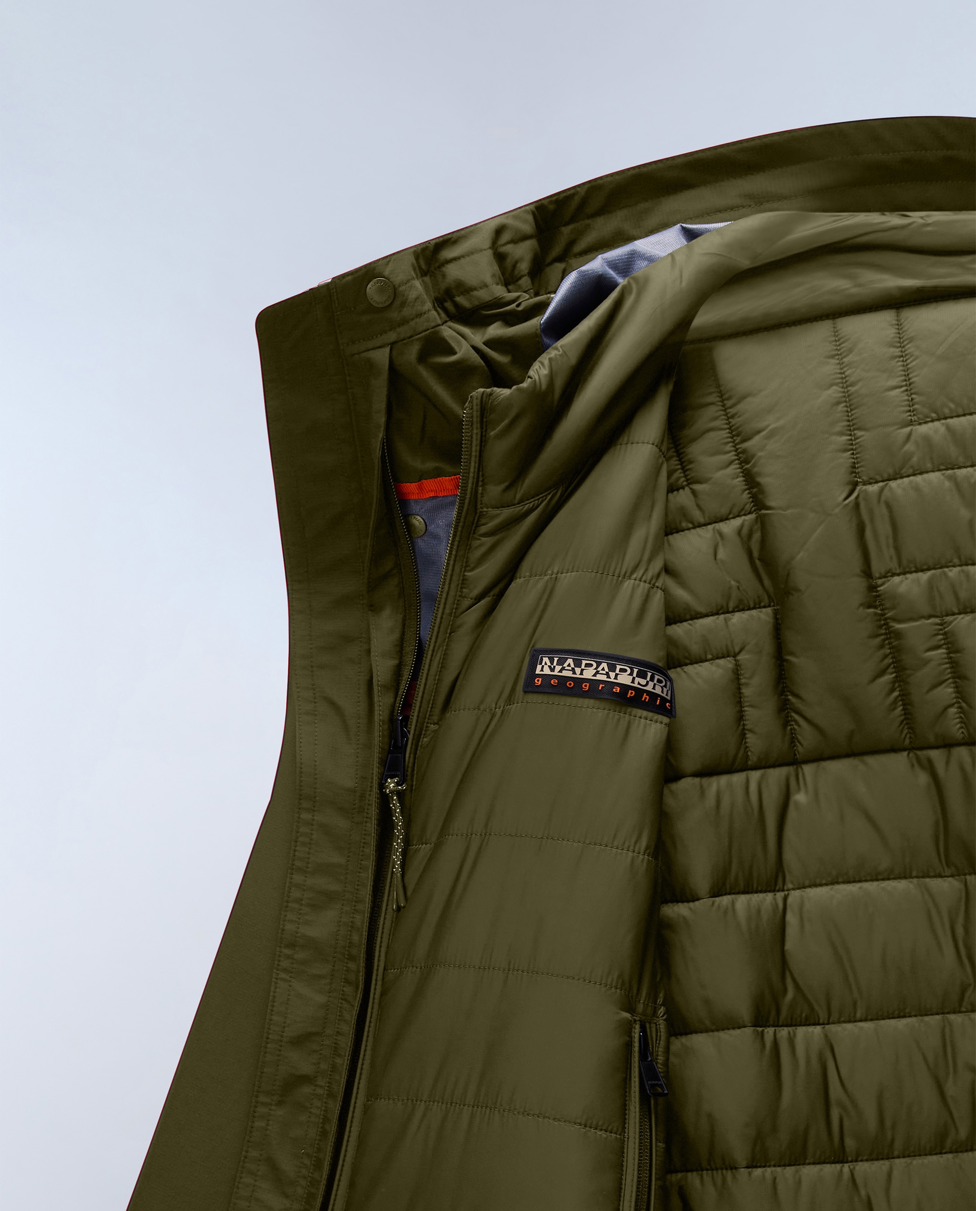 Imagen 8 de Parka de hombre pilloz 3 en 1 impermeable con capucha ajustable - Napapijri - Verde Oliva Verde Oliva