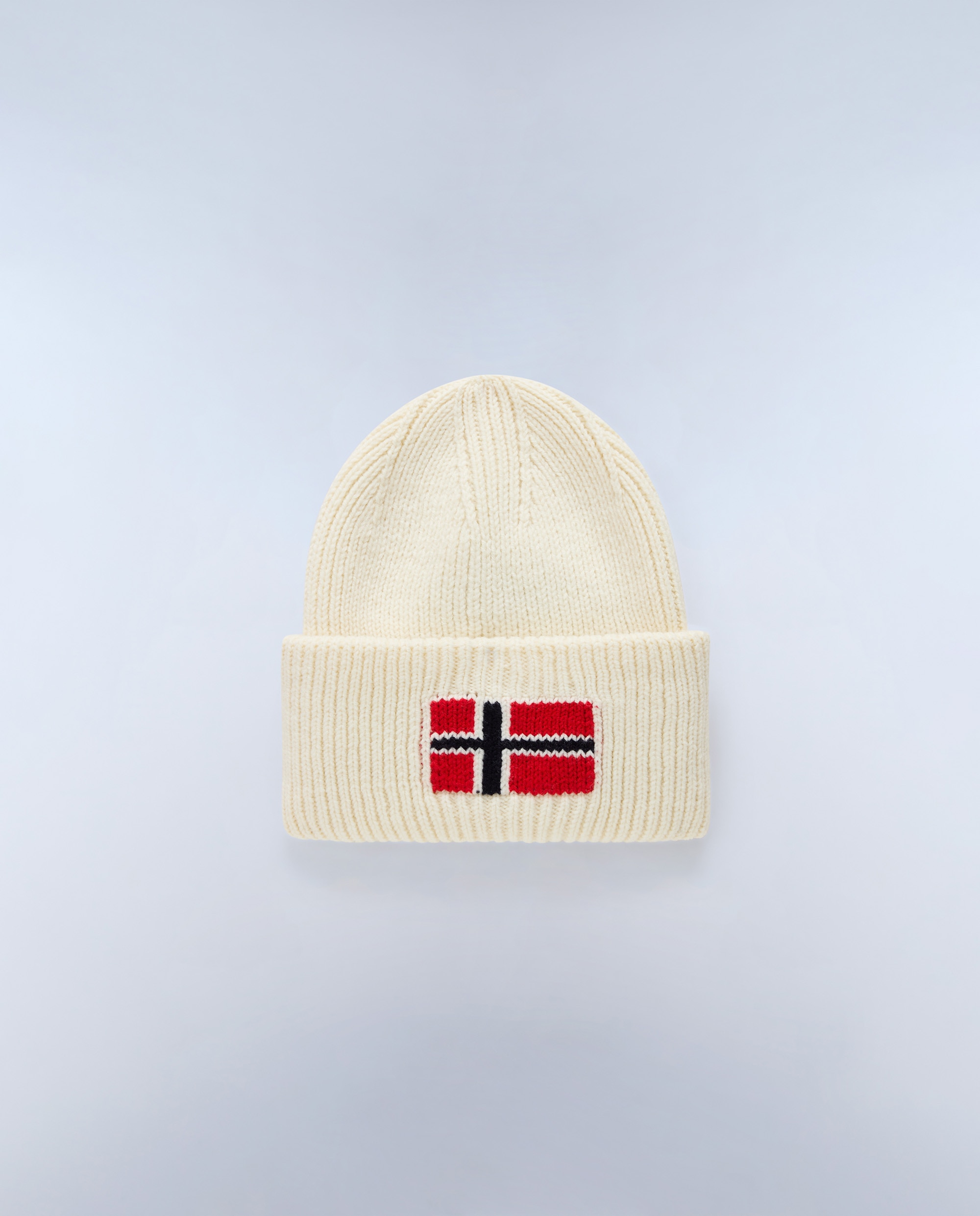 Gorro de hombre evei con bandera noruega de punto de canalé - Napapijri - Beige / Blanco Beige / Blanco-1