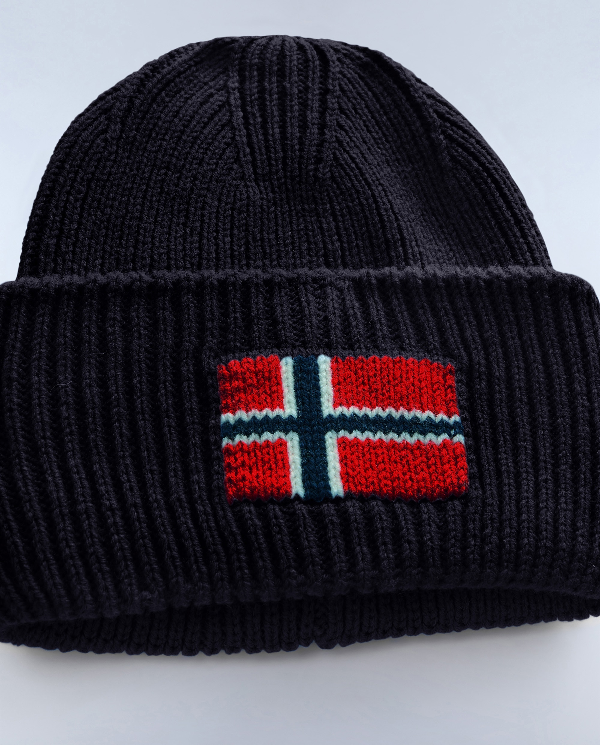 Gorro de hombre evei con bandera noruega de punto de canalé - Napapijri - Azul marino Azul marino-2