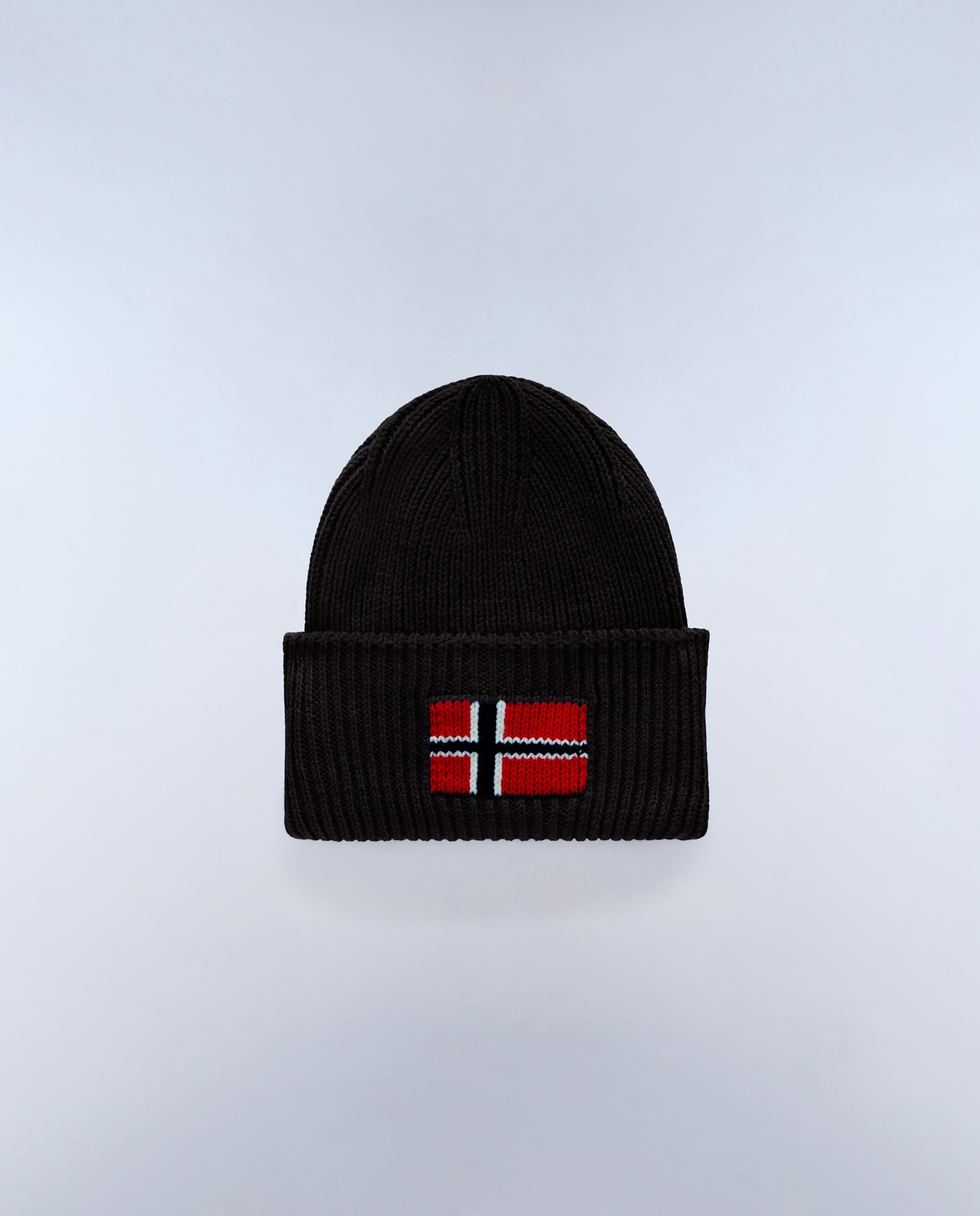 Gorro de hombre evei con bandera noruega de punto de canalé - Napapijri - Negro Negro-1