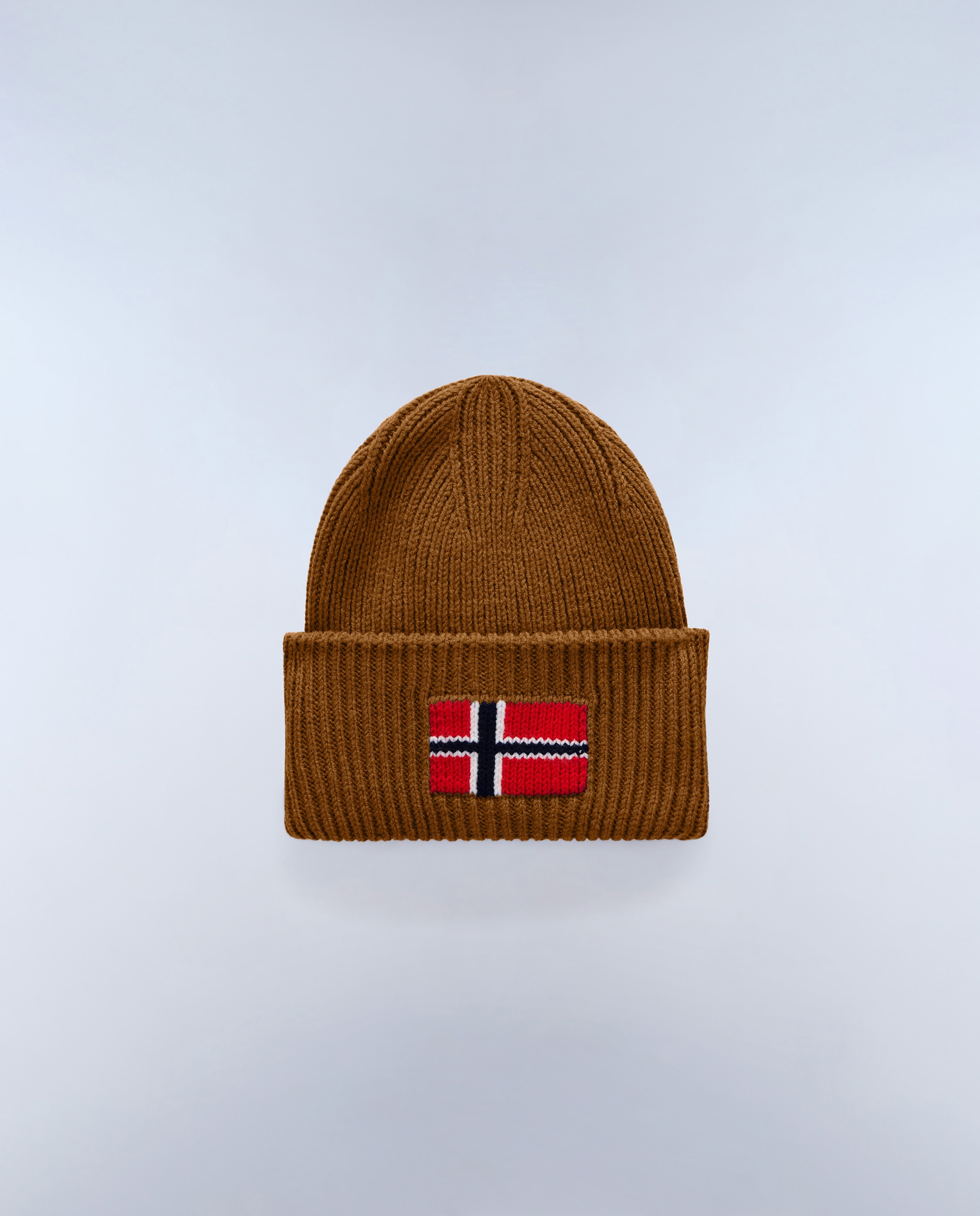Gorro de hombre evei con bandera noruega de punto de canalé - Napapijri - Marrón claro Marrón claro-1