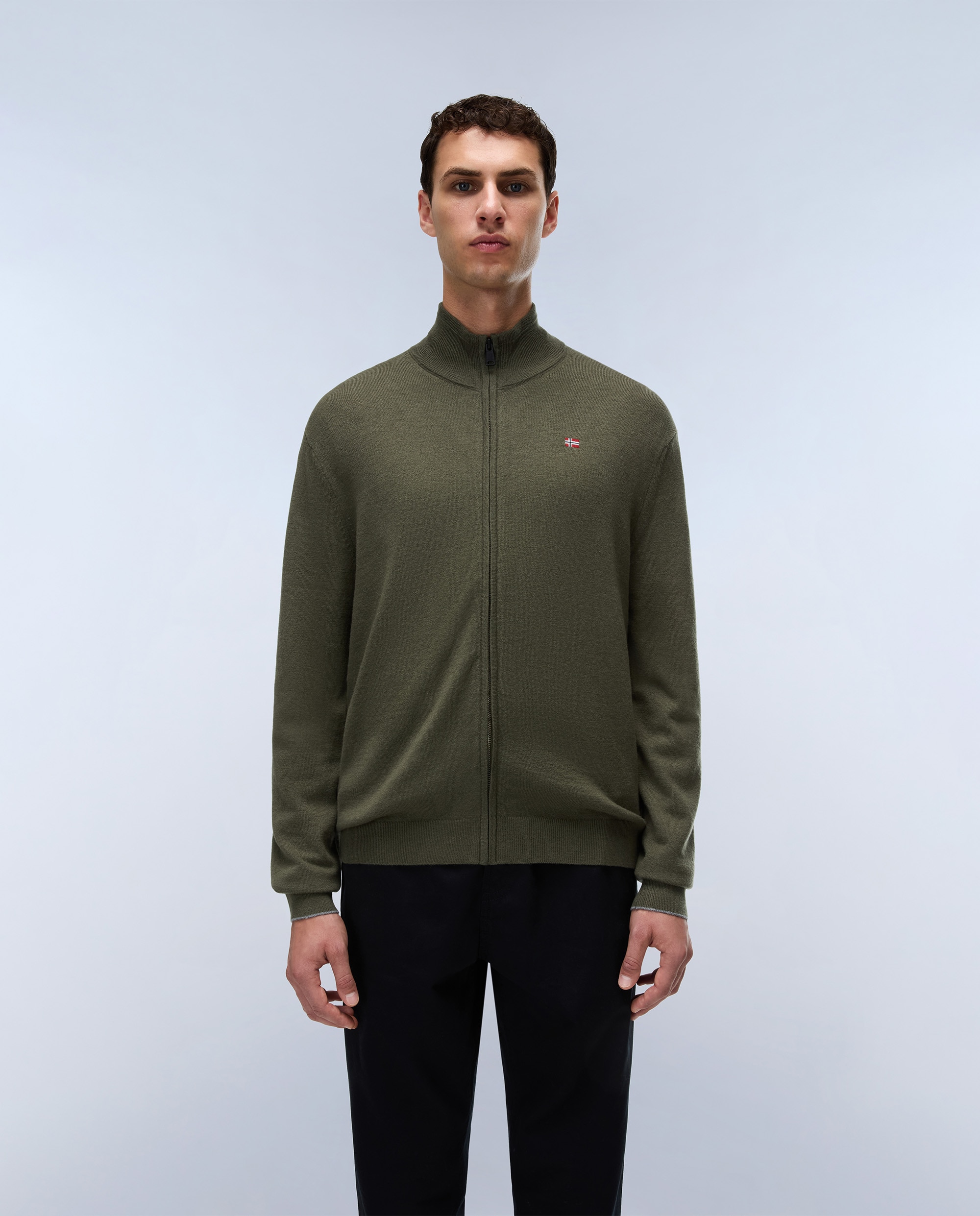 Chaqueta de punto de hombre damavand fz 4 con cremallera - Napapijri - Verde Oliva Verde Oliva-1
