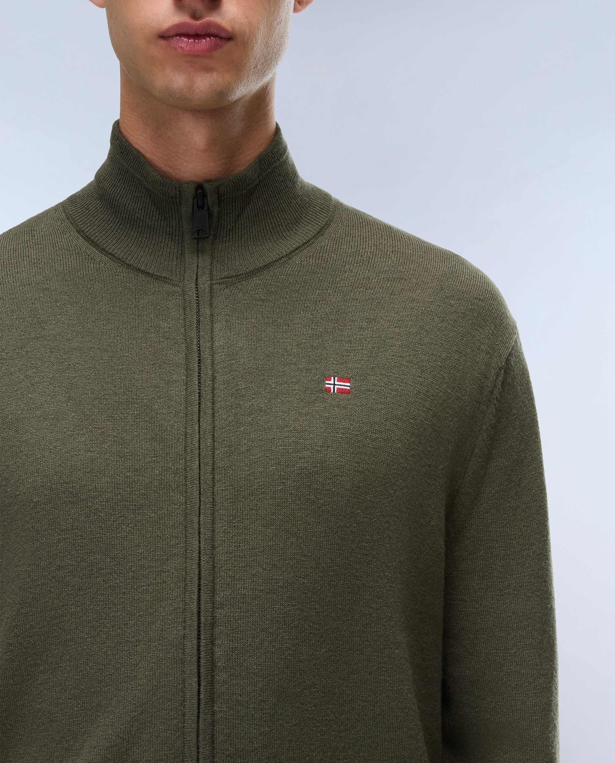 Chaqueta de punto de hombre damavand fz 4 con cremallera - Napapijri - Verde Oliva Verde Oliva-3