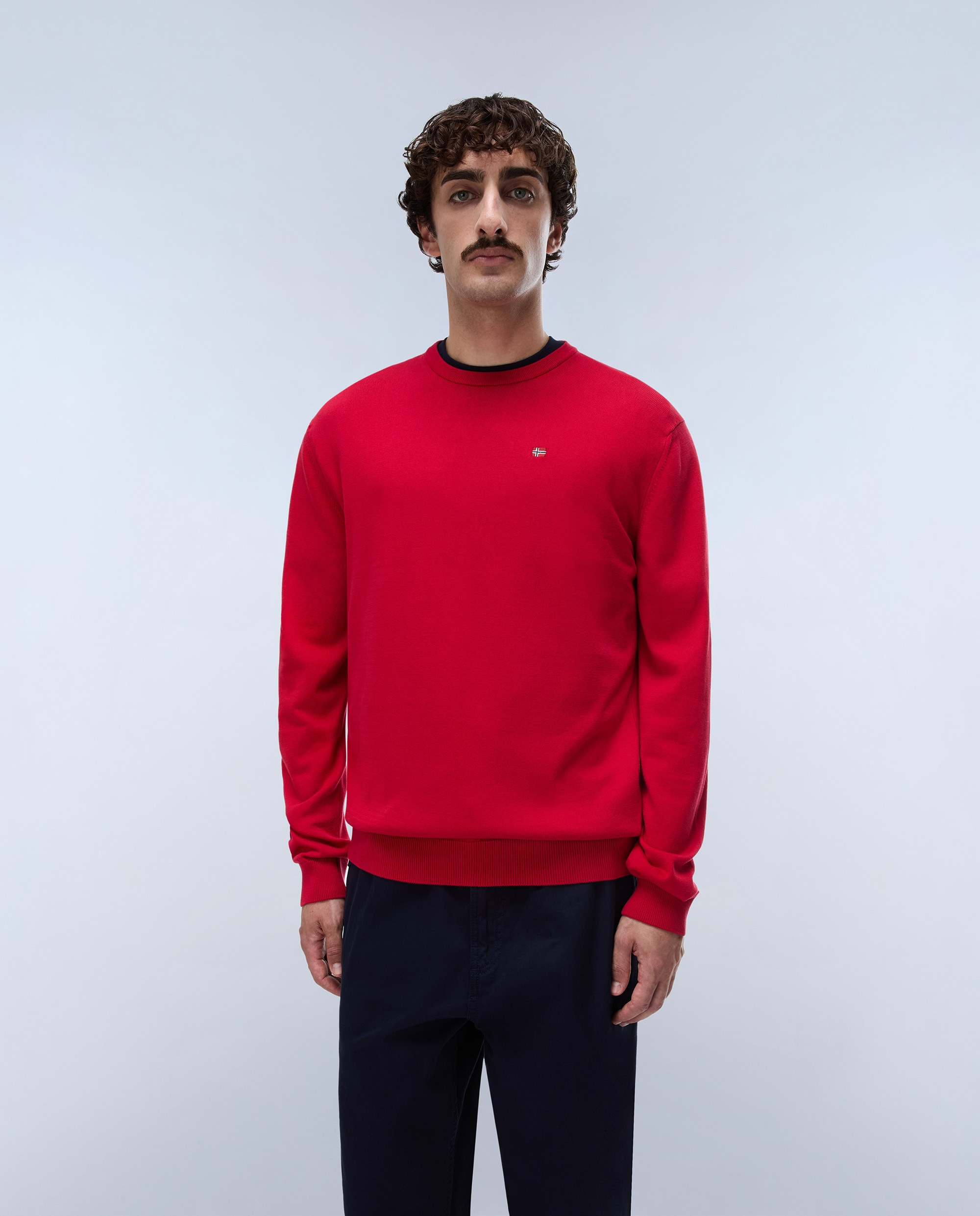 Jersey de algodón droz de hombre azul marino de cuello redondo - Napapijri - Naranja Naranja-1