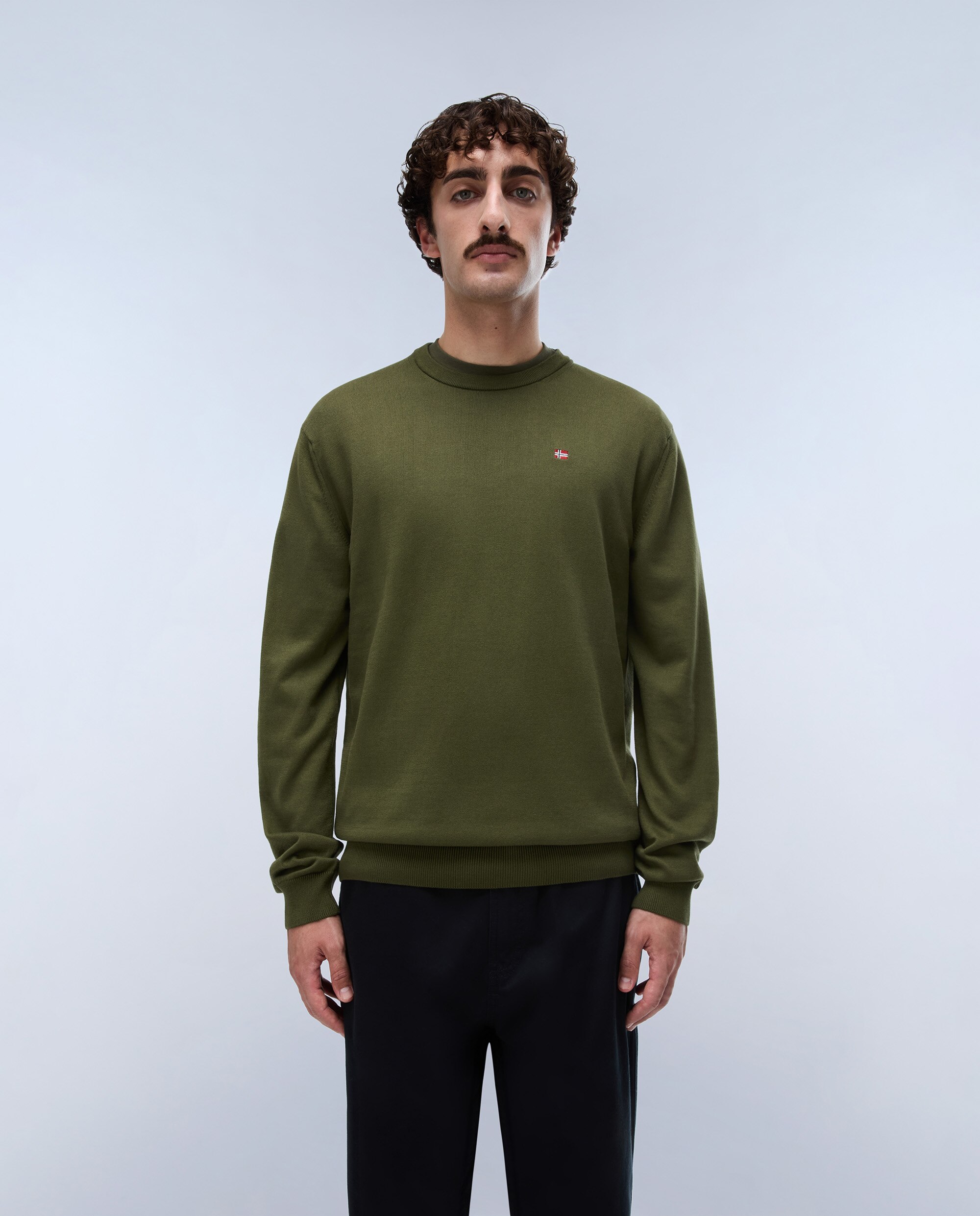 Imagen 0 de Jersey de algodón droz de hombre azul marino de cuello redondo Verde Oliva