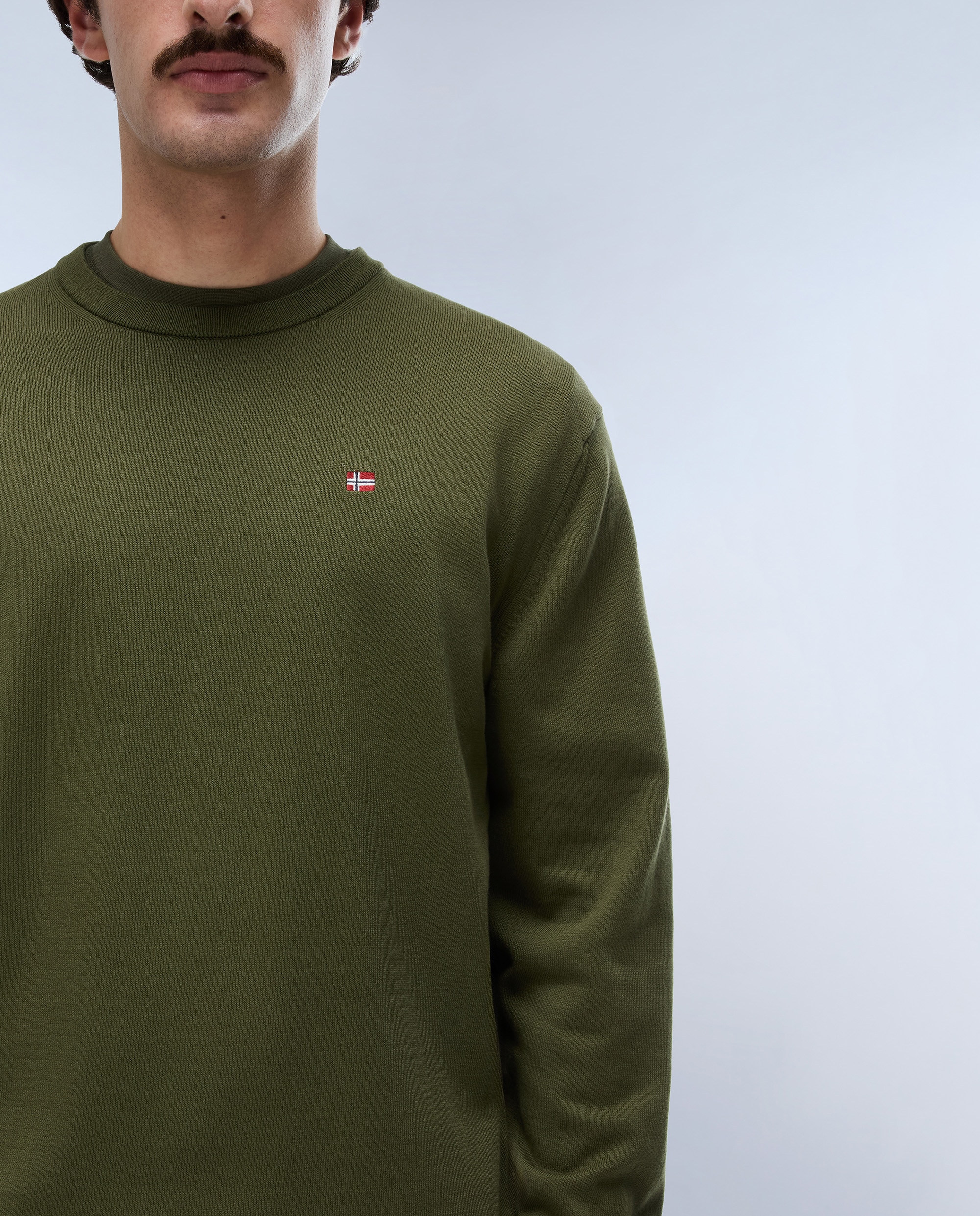 Jersey de algodón droz de hombre azul marino de cuello redondo - Napapijri - Verde Oliva Verde Oliva-3