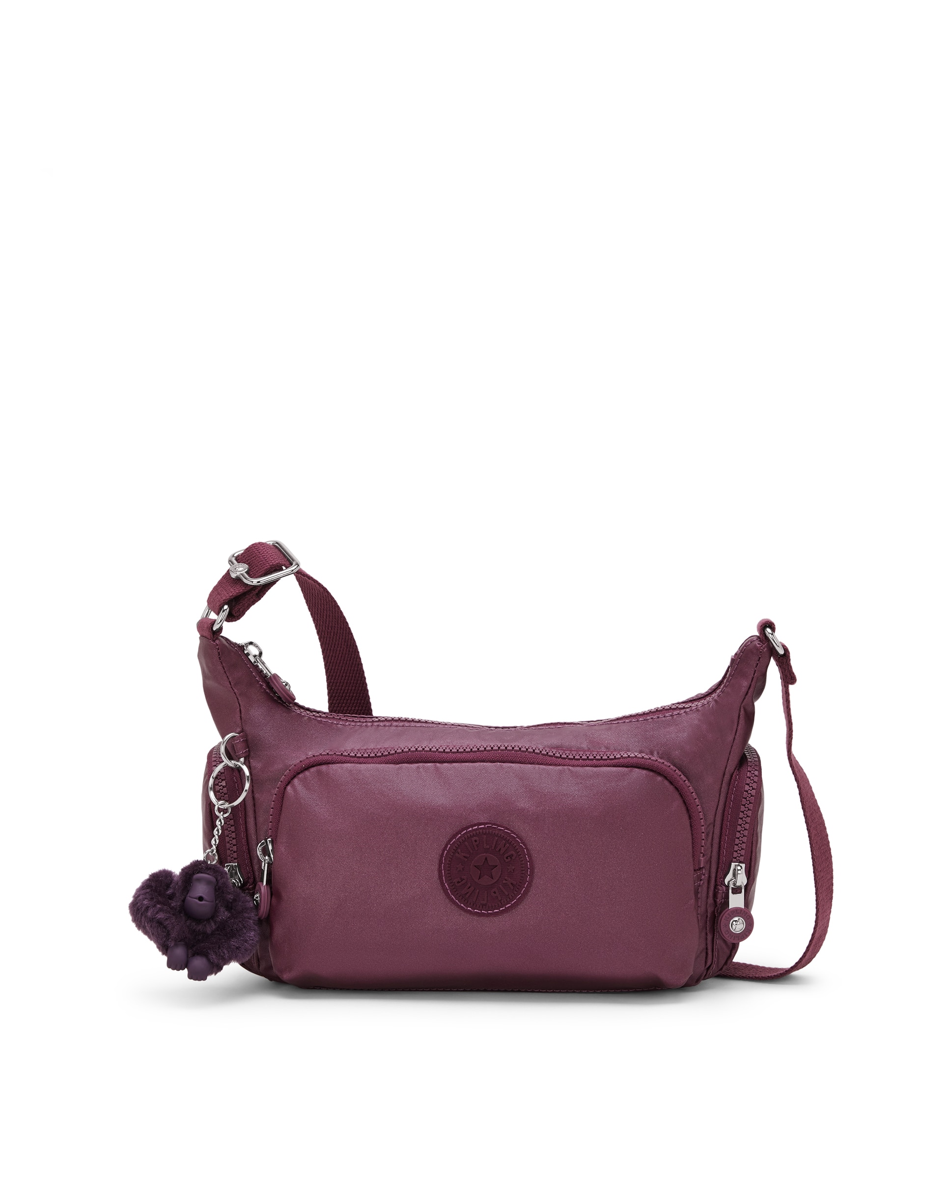Bandolera pequeña de mujer con bolsillos externos y asa regulable - Kipling - Magenta Magenta-1