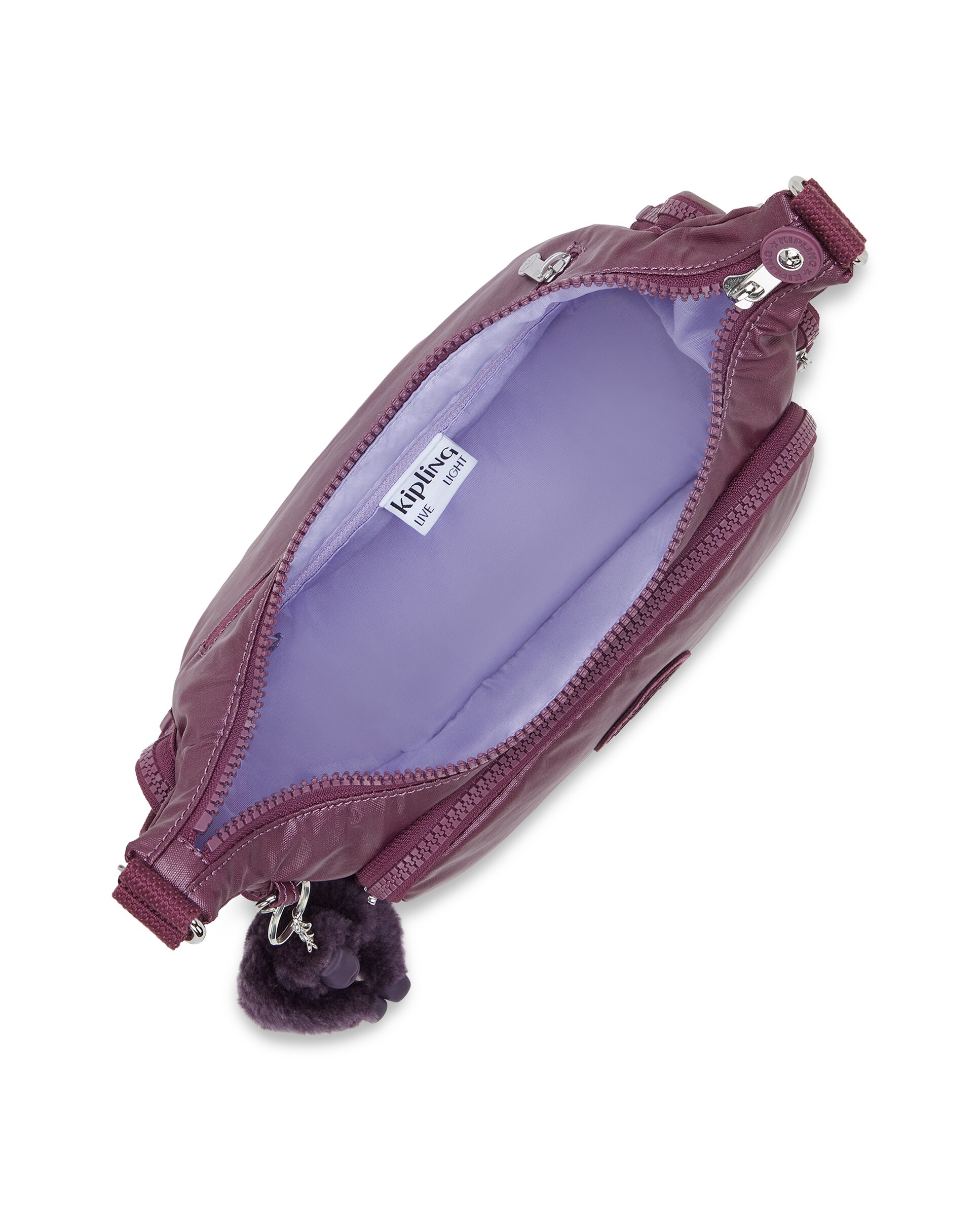 Bandolera pequeña de mujer con bolsillos externos y asa regulable - Kipling - Magenta Magenta-2