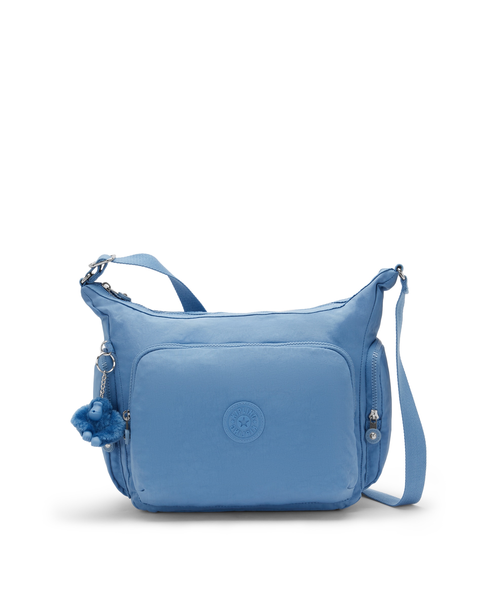 Bandolera grande de mujer con bolsillos externos y asa regulable - Kipling - Azul celeste Azul celeste-1