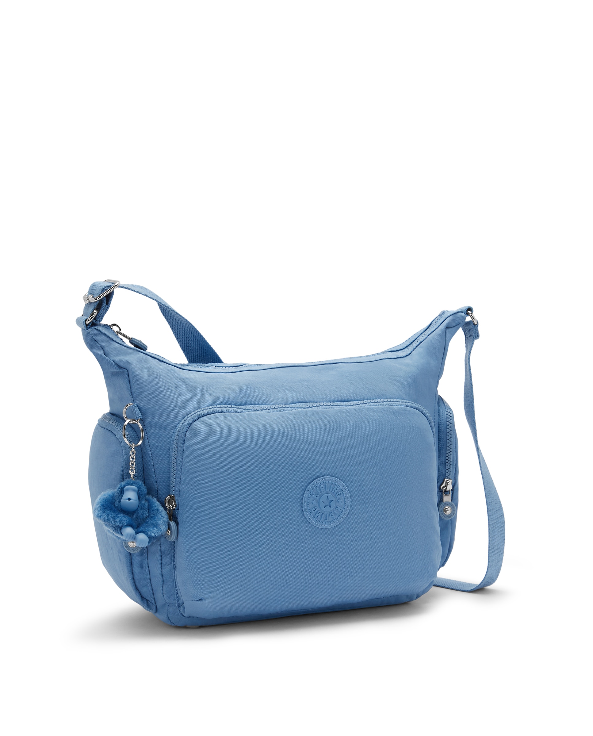 Bandolera grande de mujer con bolsillos externos y asa regulable - Kipling - Azul celeste Azul celeste-4