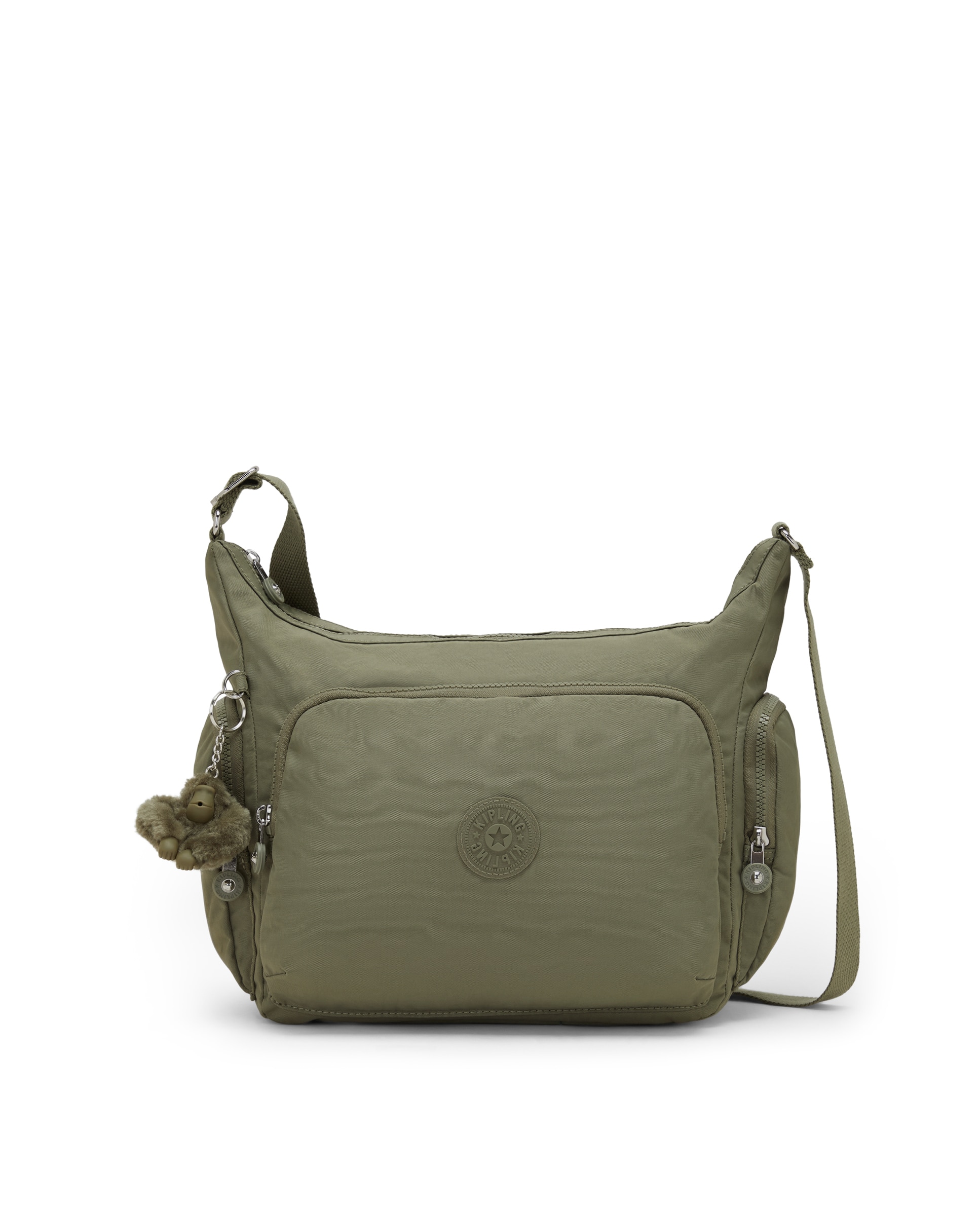 Bandolera grande de mujer con bolsillos externos y asa regulable - Kipling - Verde Oliva Verde Oliva-1
