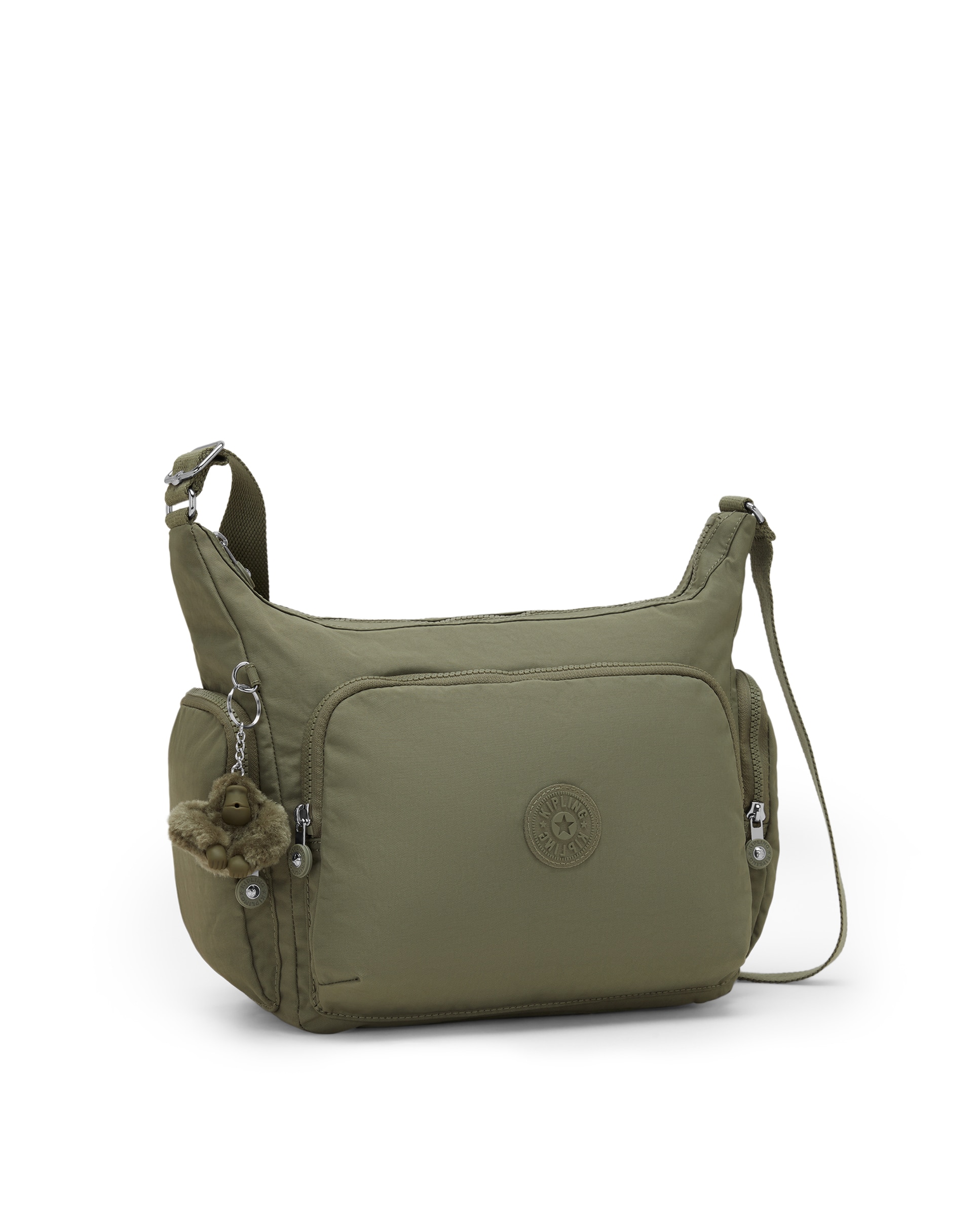 Bandolera grande de mujer con bolsillos externos y asa regulable - Kipling - Verde Oliva Verde Oliva-4