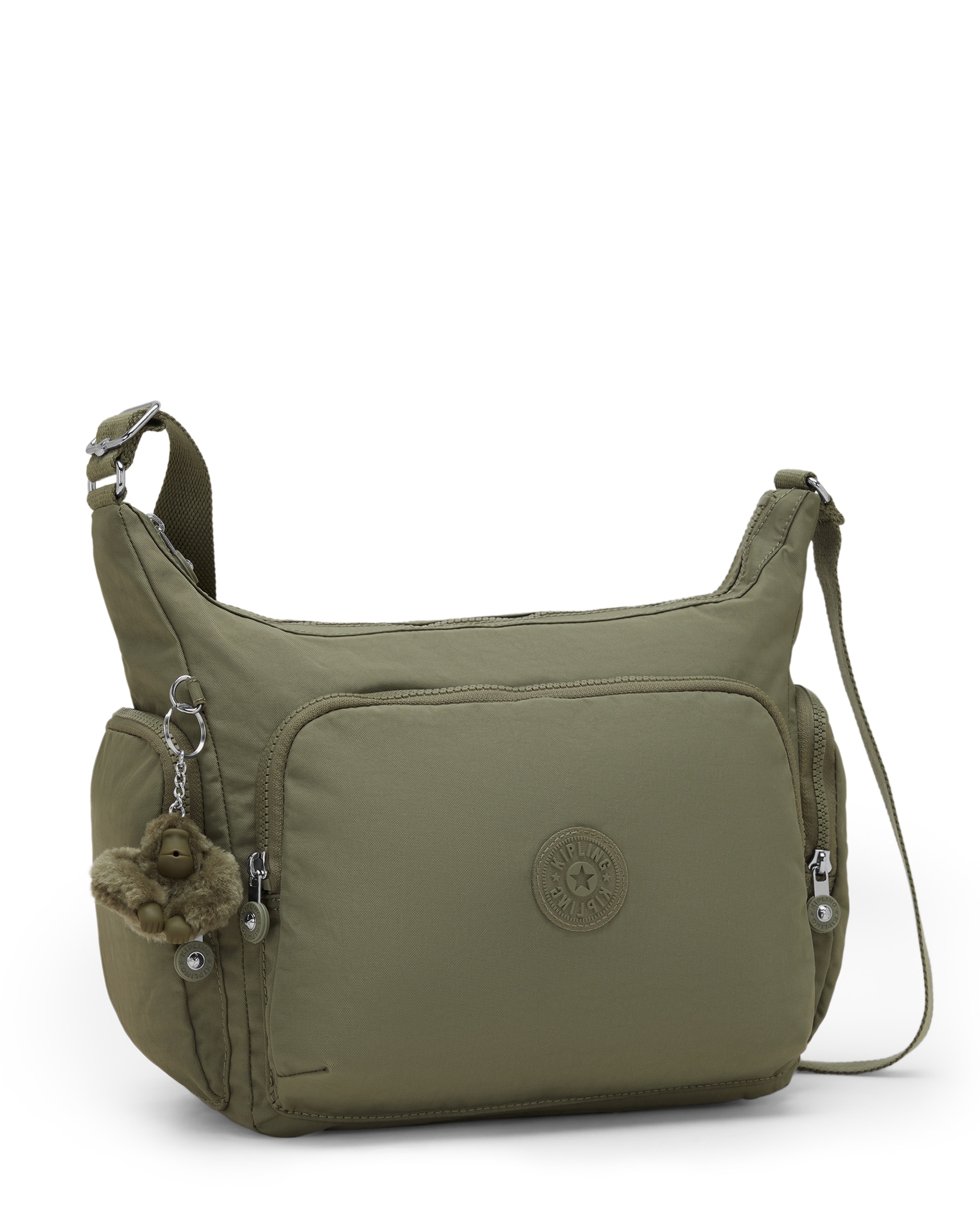 Bandolera grande de mujer con bolsillos externos y asa regulable - Kipling - Verde Oliva Verde Oliva-6