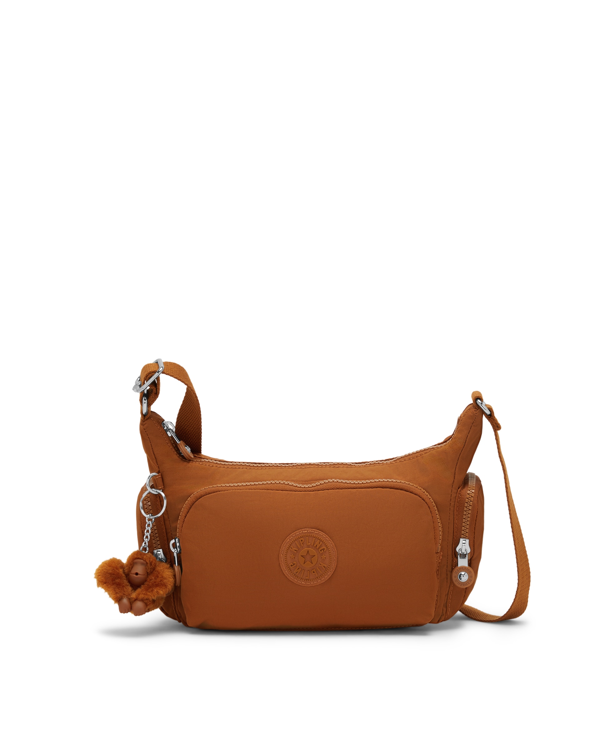 Bandolera pequeña de mujer con bolsillos externos y asa regulable - Kipling - Canela Canela-1