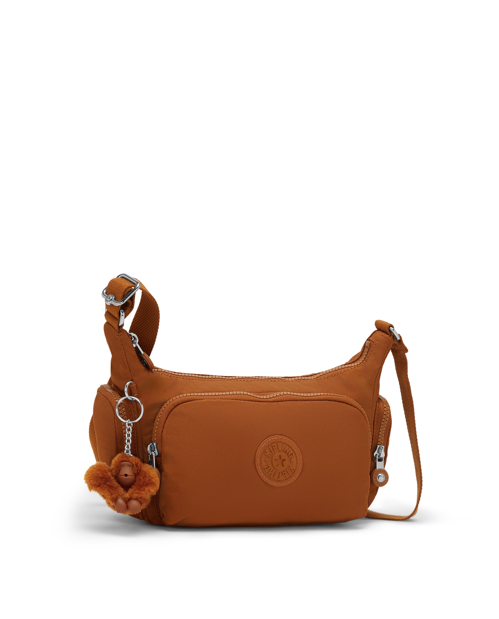 Bandolera pequeña de mujer con bolsillos externos y asa regulable - Kipling - Canela Canela-4