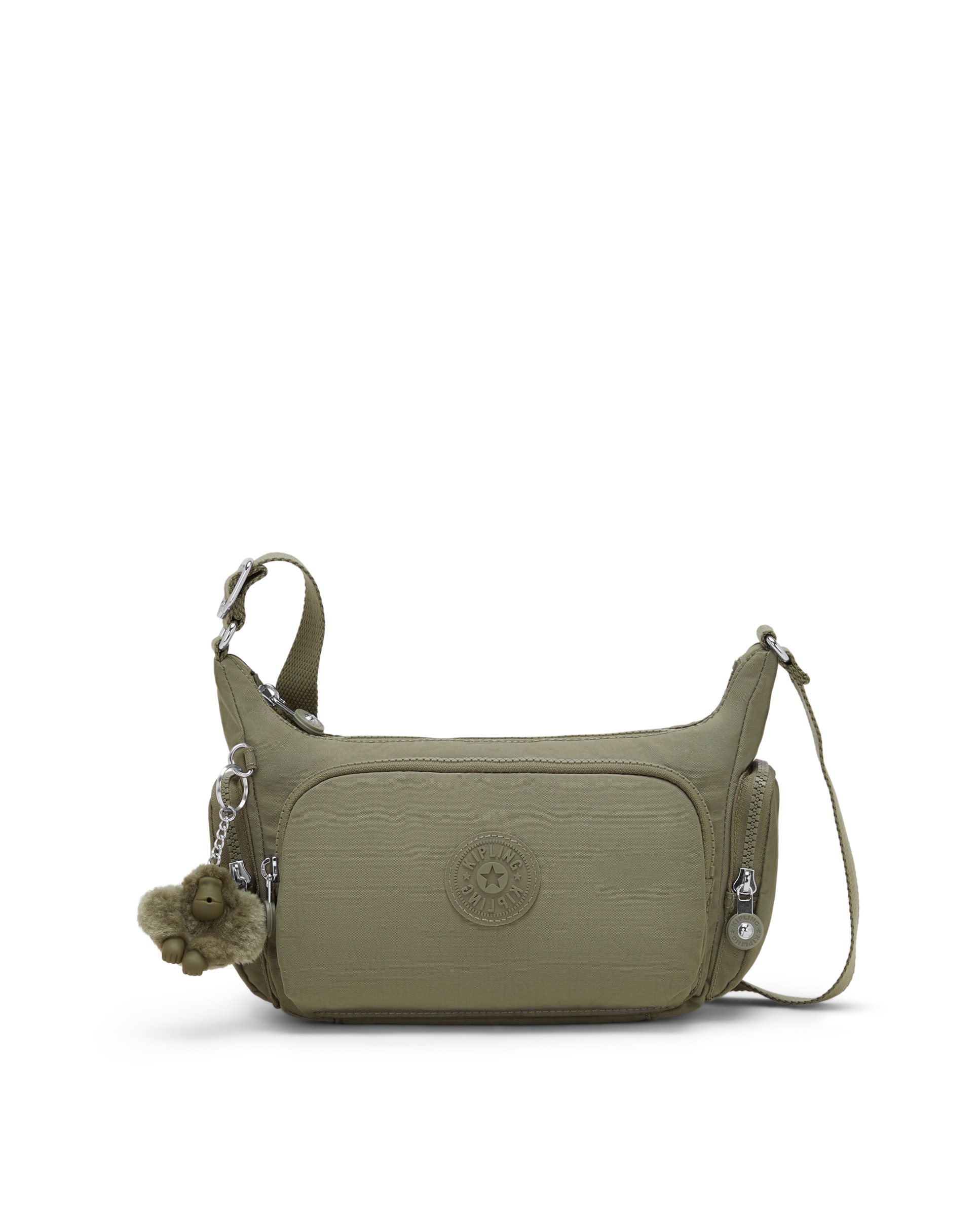 Bandolera pequeña de mujer con bolsillos externos y asa regulable - Kipling - Verde Oliva Verde Oliva-1