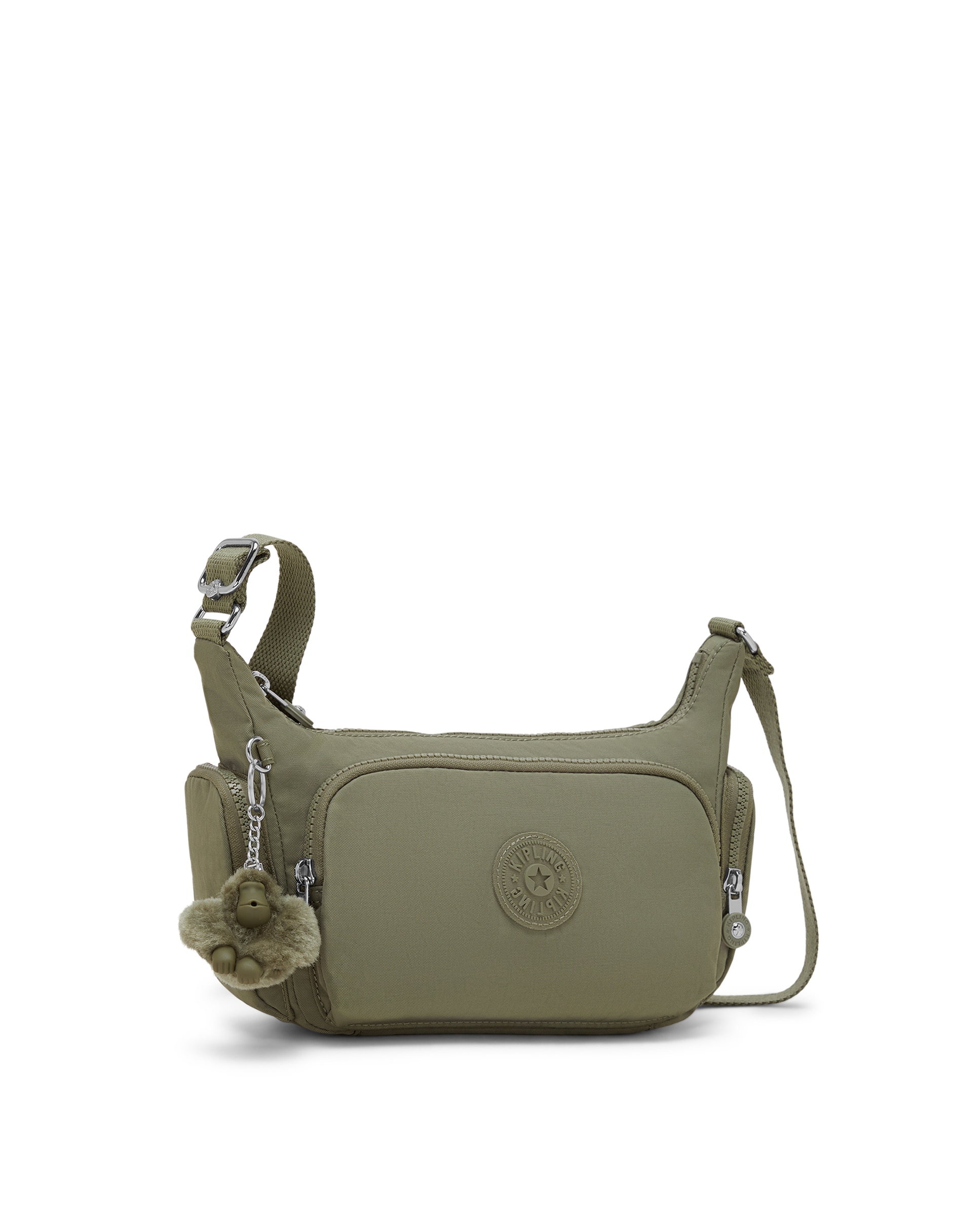 Bandolera pequeña de mujer con bolsillos externos y asa regulable - Kipling - Verde Oliva Verde Oliva-4