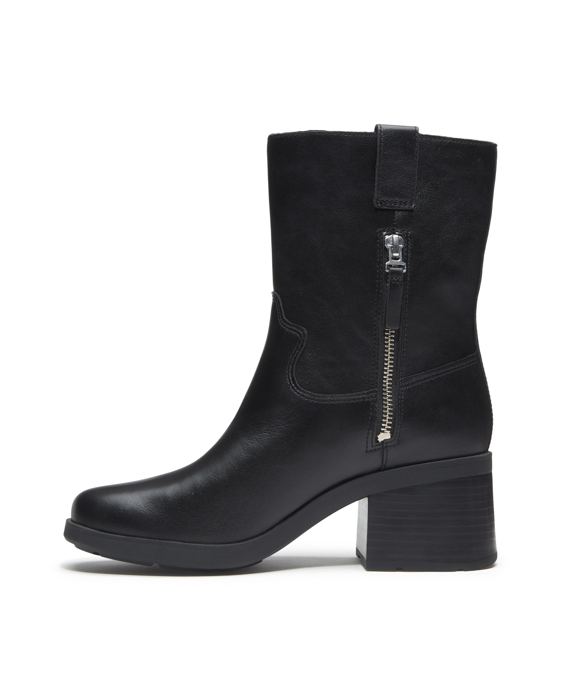 Imagen 0 de Botines con cremallera lateral de mujer en cuero premium Negro