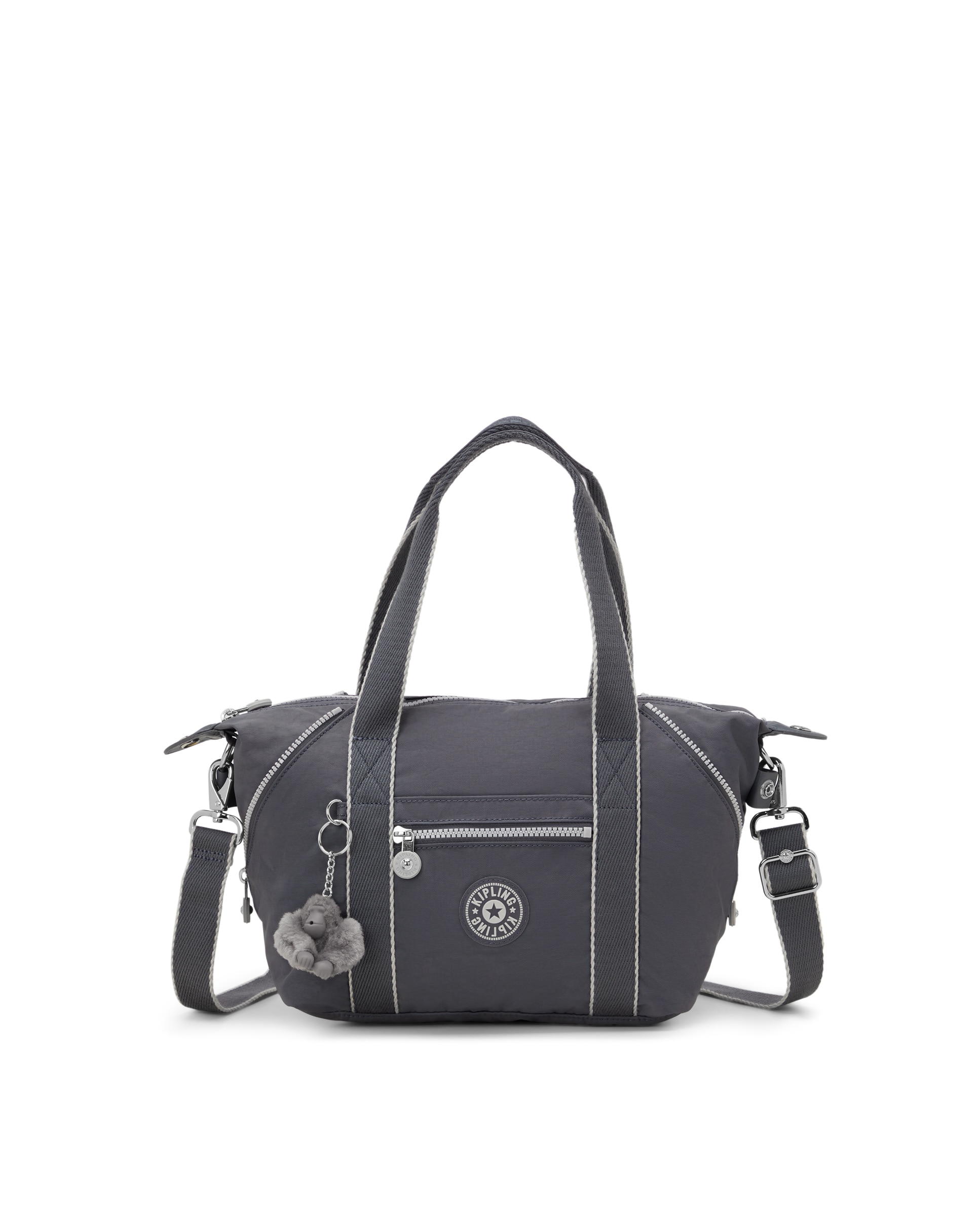 Shopper pequeño con cremallera y asa bandolera extraíble - Kipling - Gris Gris-1