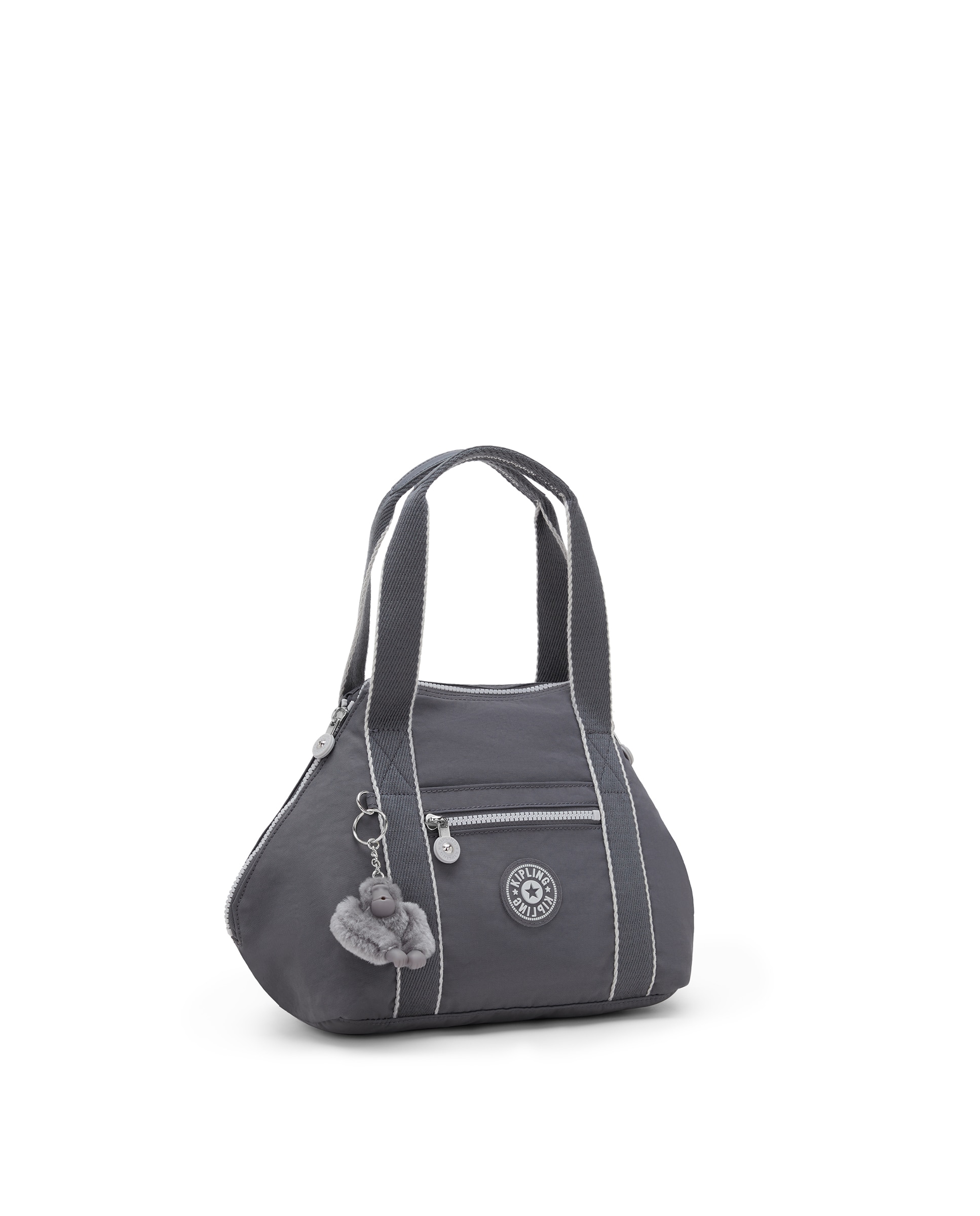 Shopper pequeño con cremallera y asa bandolera extraíble - Kipling - Gris Gris-5