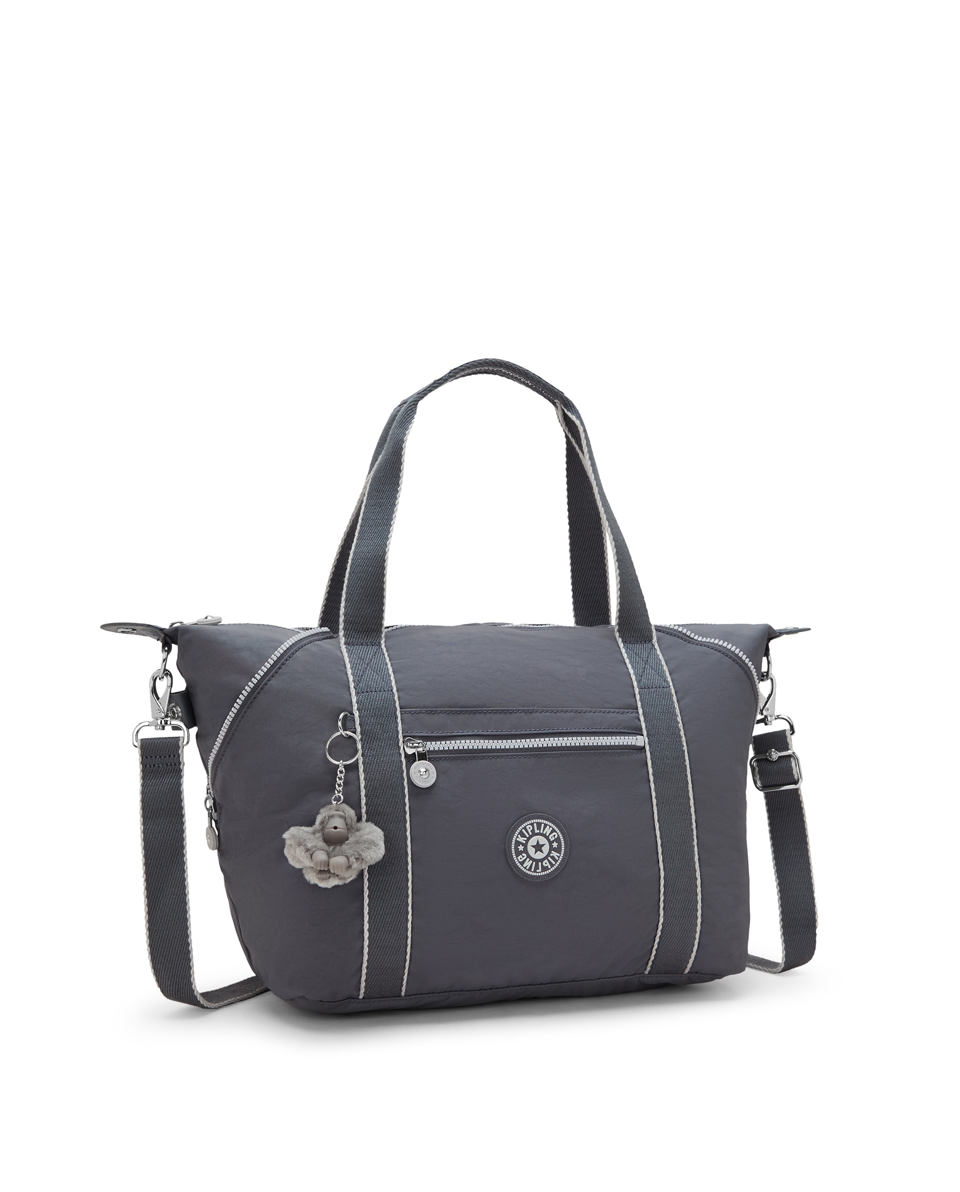 Shopper mediano con cremallera y correa extraíble - Kipling - Gris Gris-4