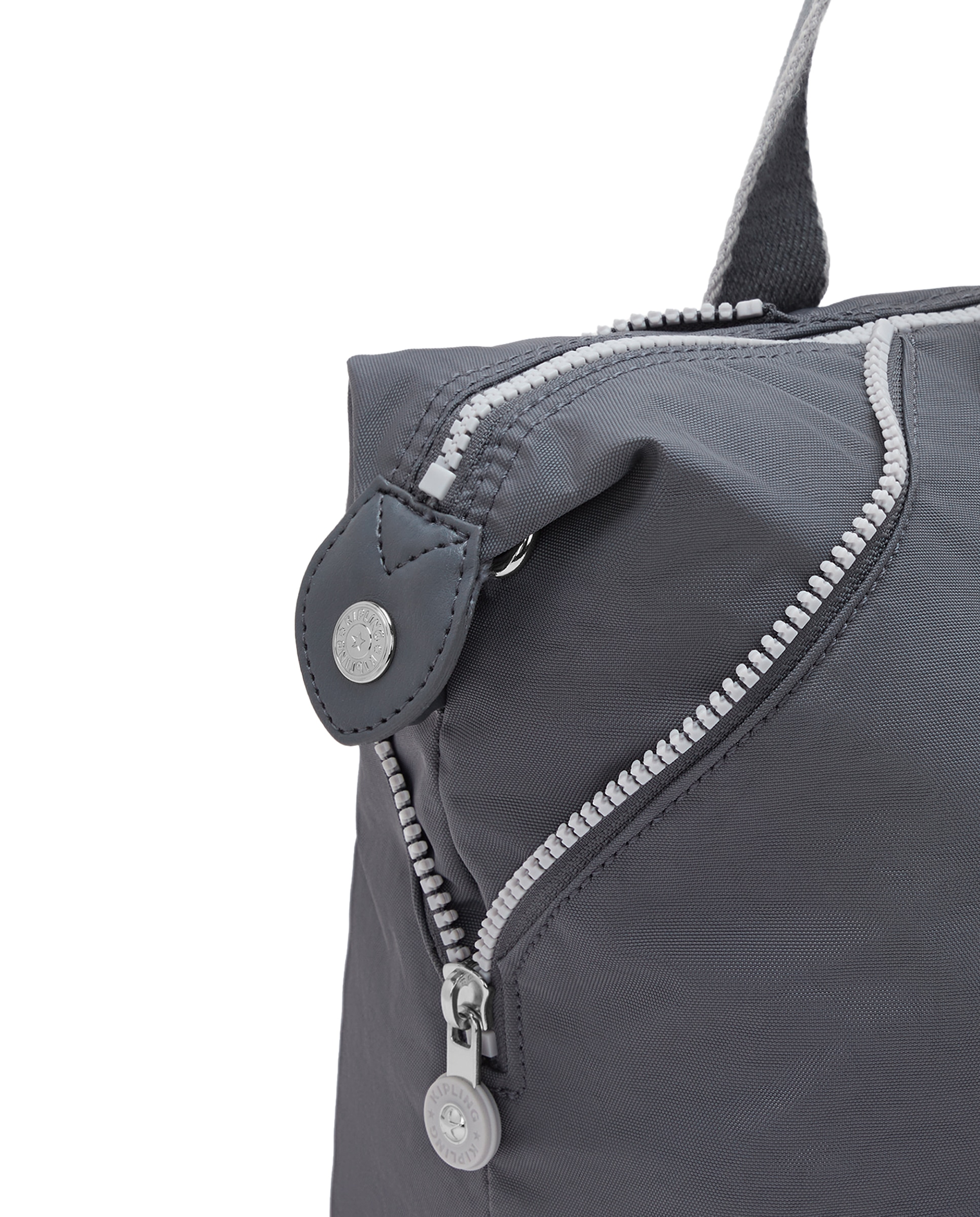 Shopper mediano con cremallera y correa extraíble - Kipling - Gris Gris-6