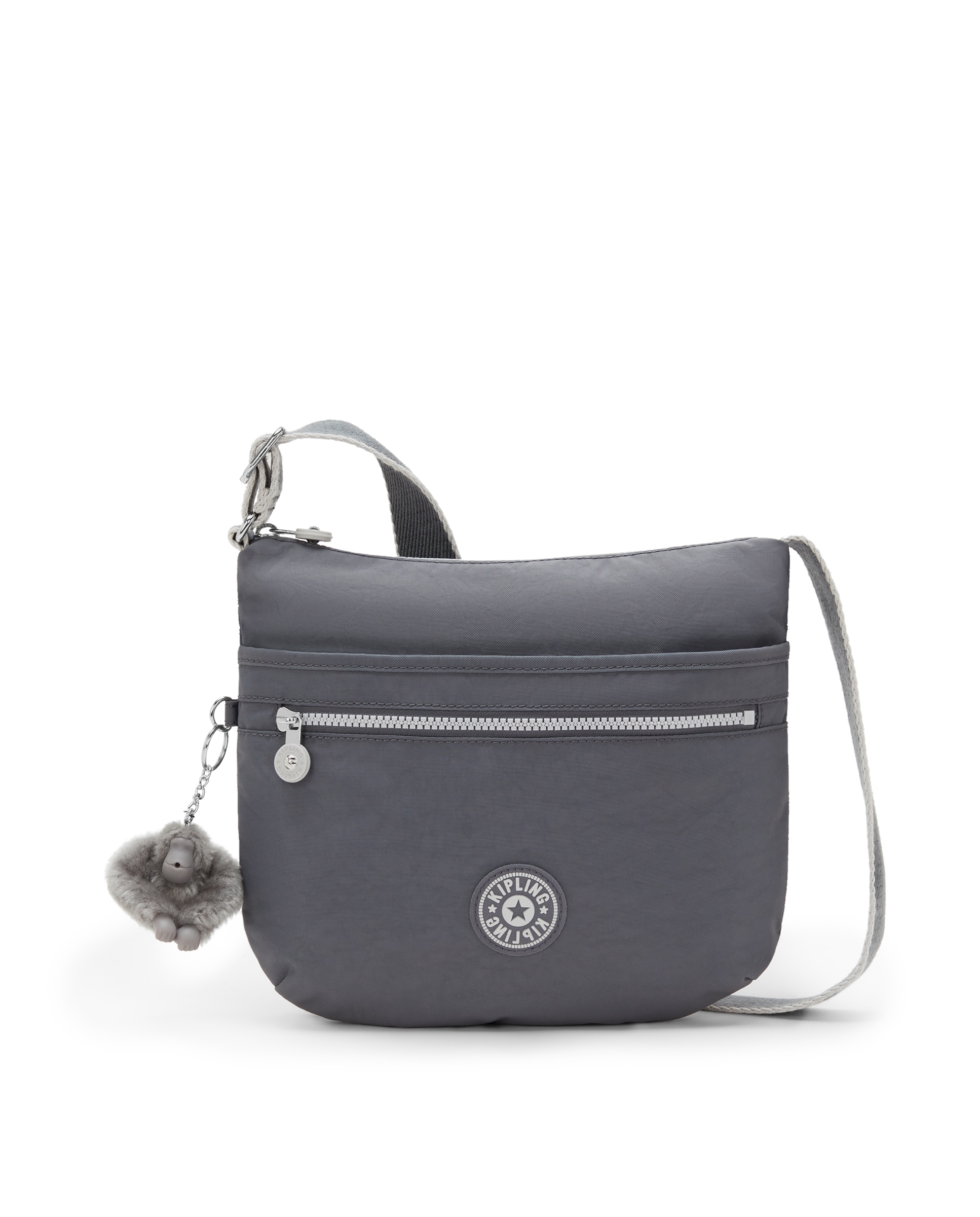 Bandolera de mujer con cremallera y asa regulable - Kipling - Gris Gris-1