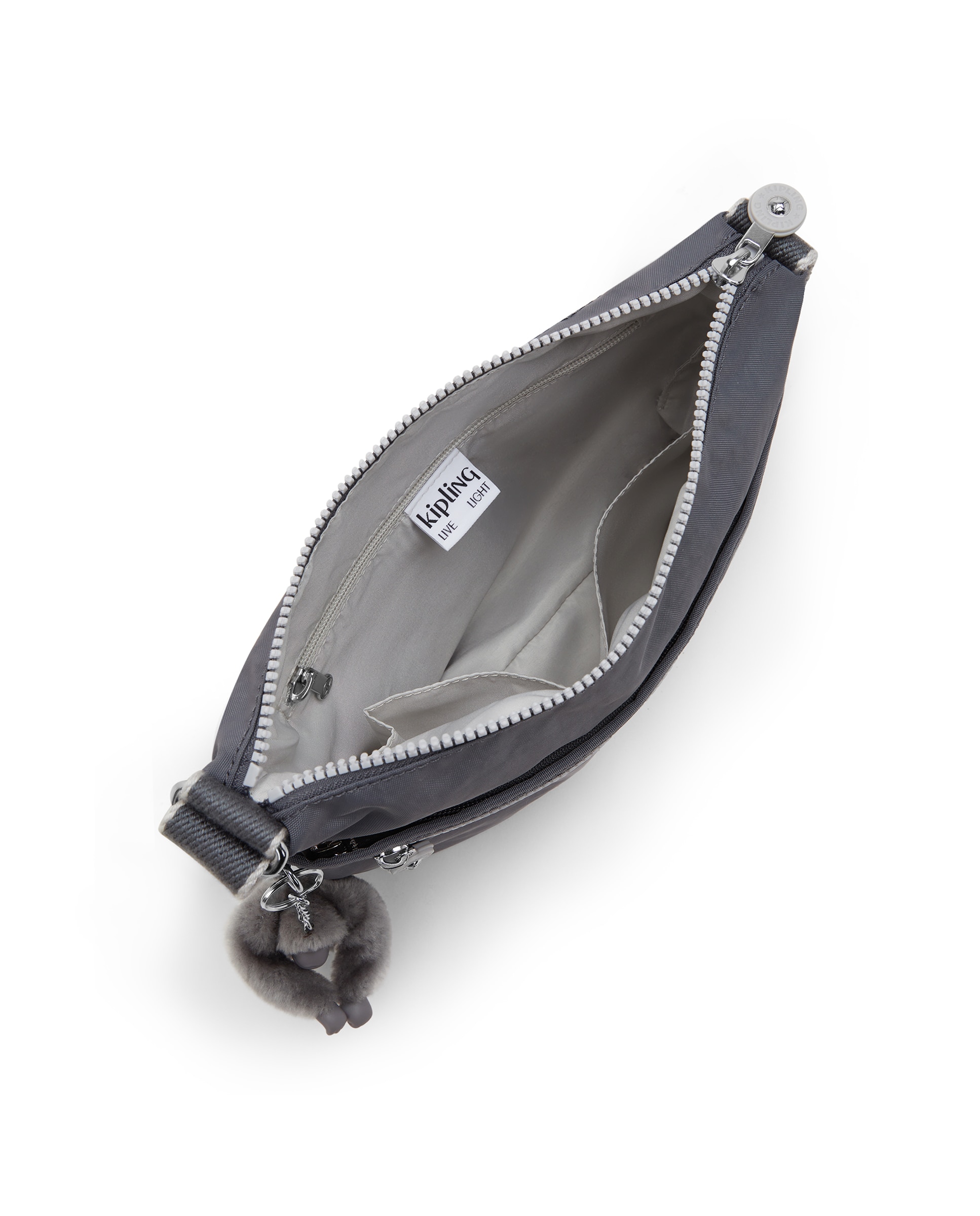 Bandolera de mujer con cremallera y asa regulable - Kipling - Gris Gris-2